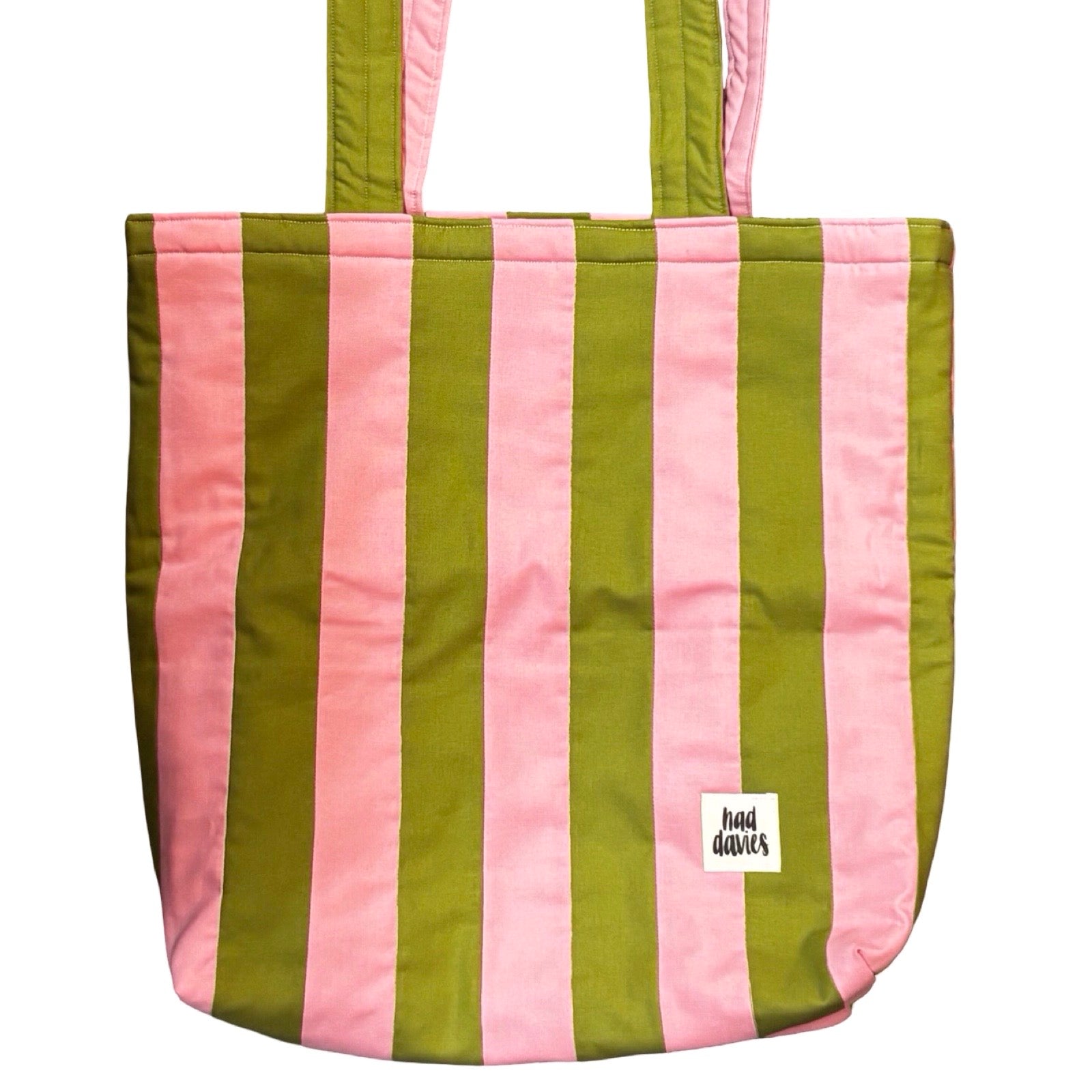 Pink and Green Stripe Tote Bag