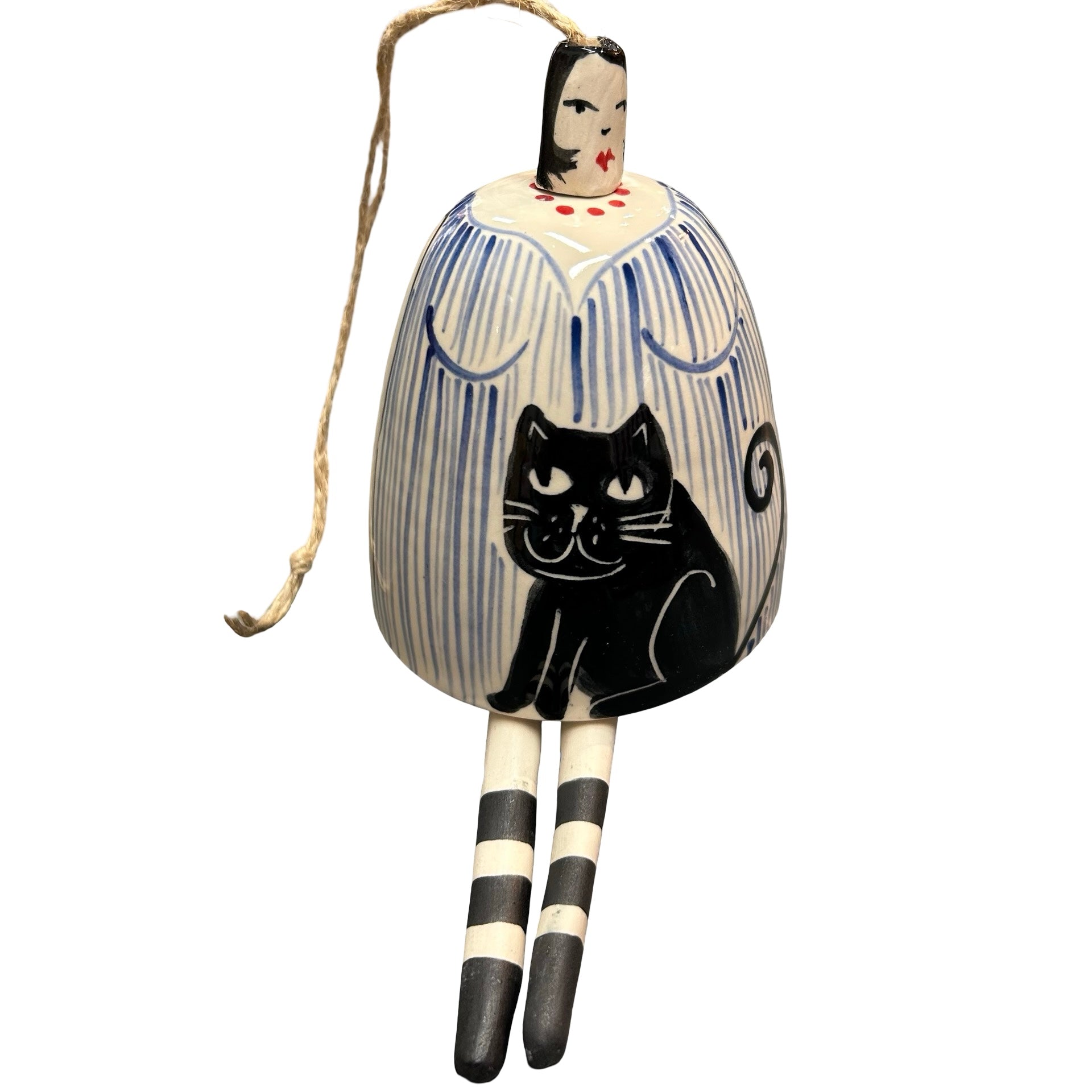 Cat Lady Blue Ceramic Bell