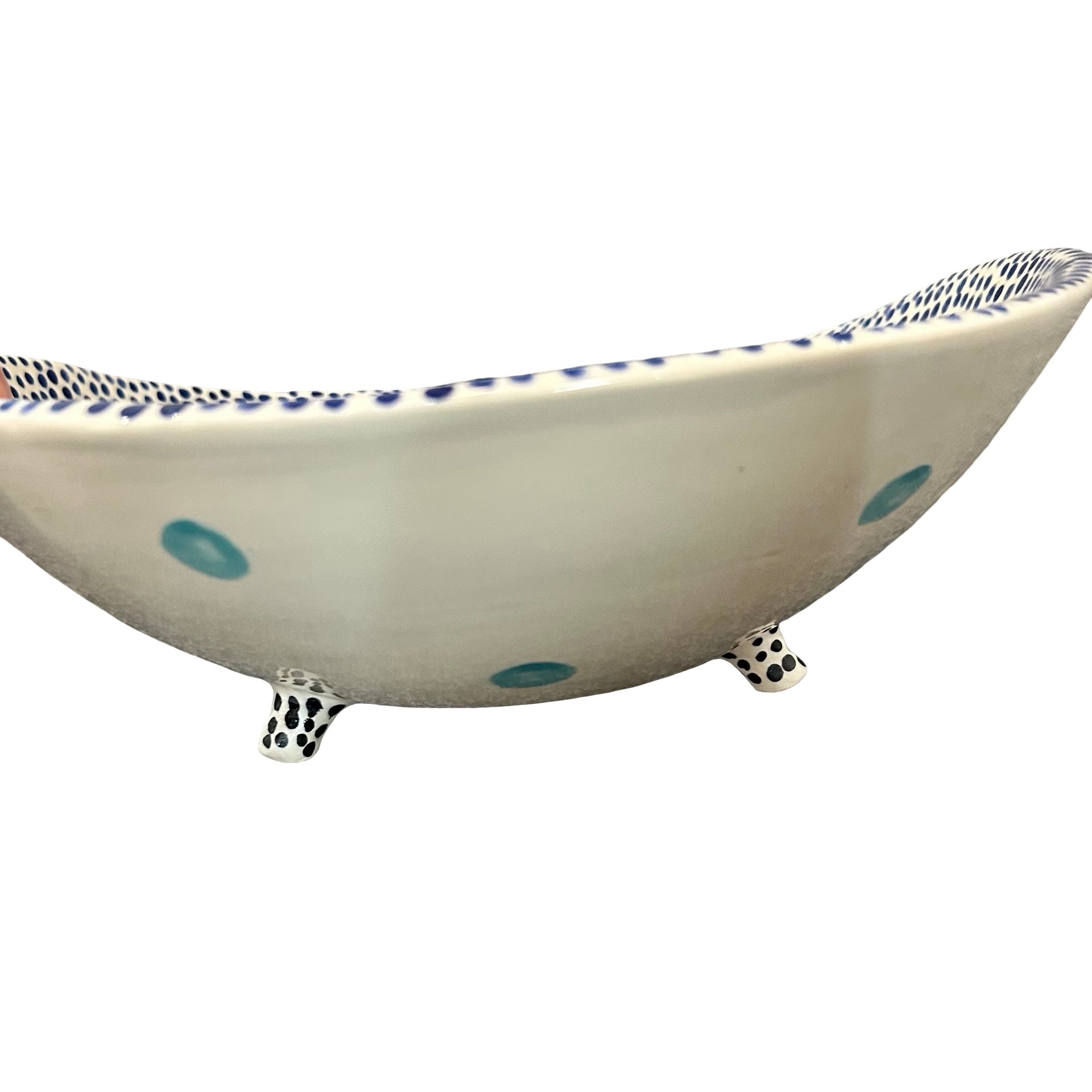 Cats Ceramic Fruit Bowl Blue