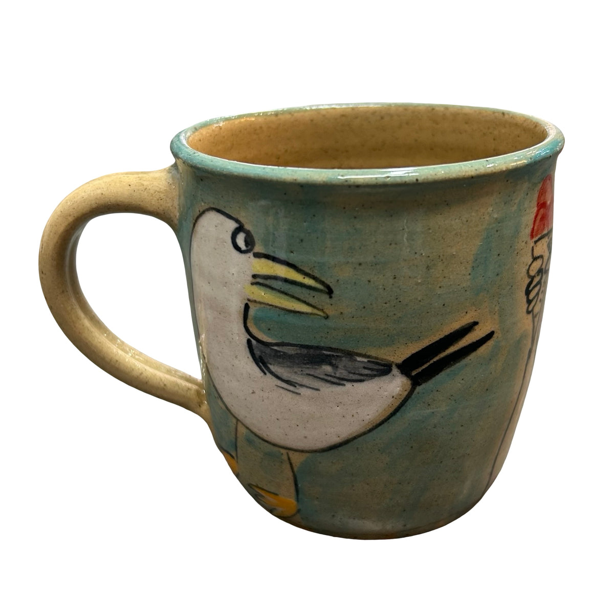 Seaside Ceramic Mug Blue and Yellow