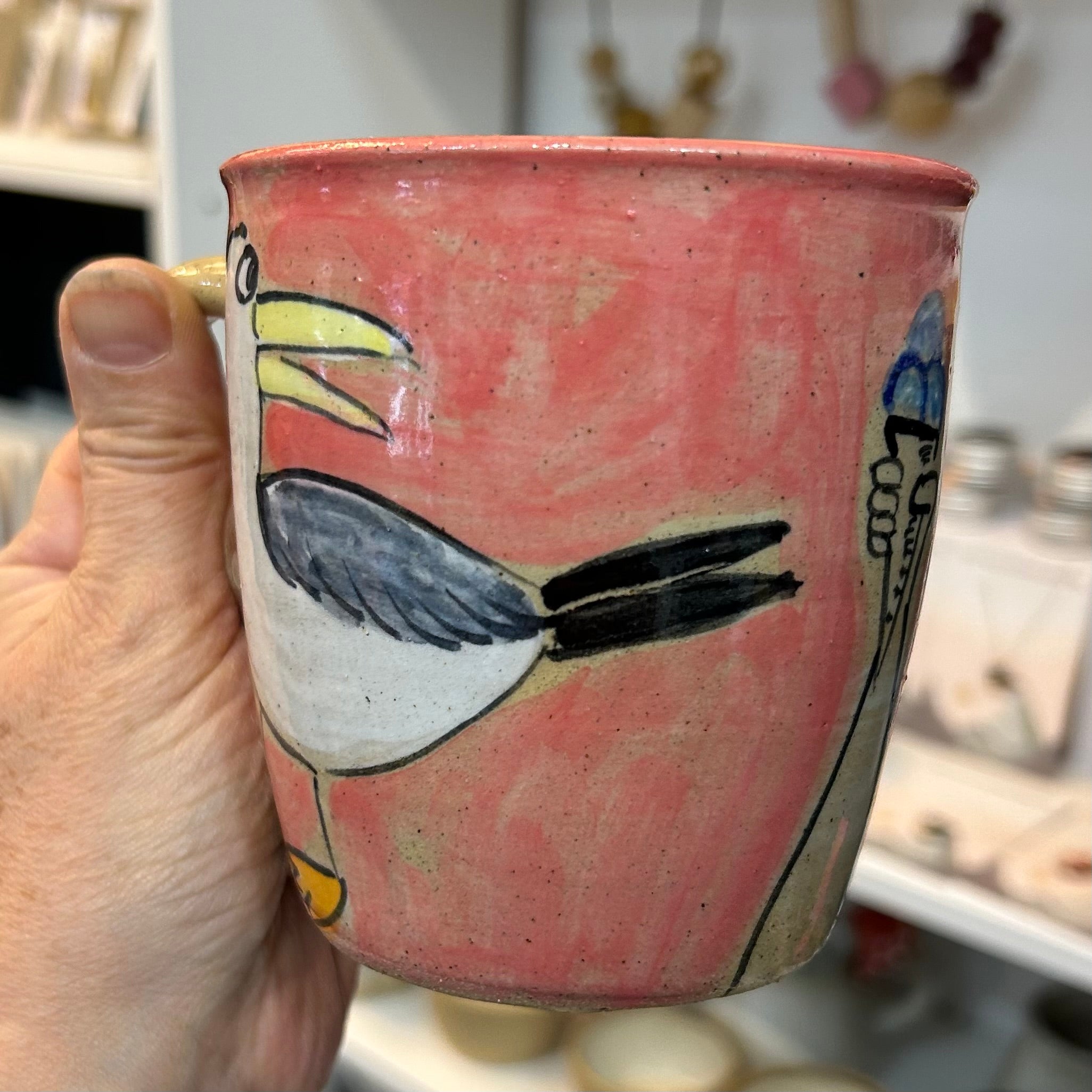 Seaside Ceramic Mug Pink and Blue