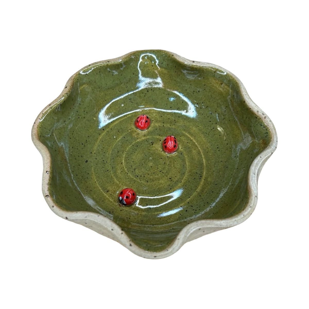 Wiggly Ladybird Trinket Dish Olive Green