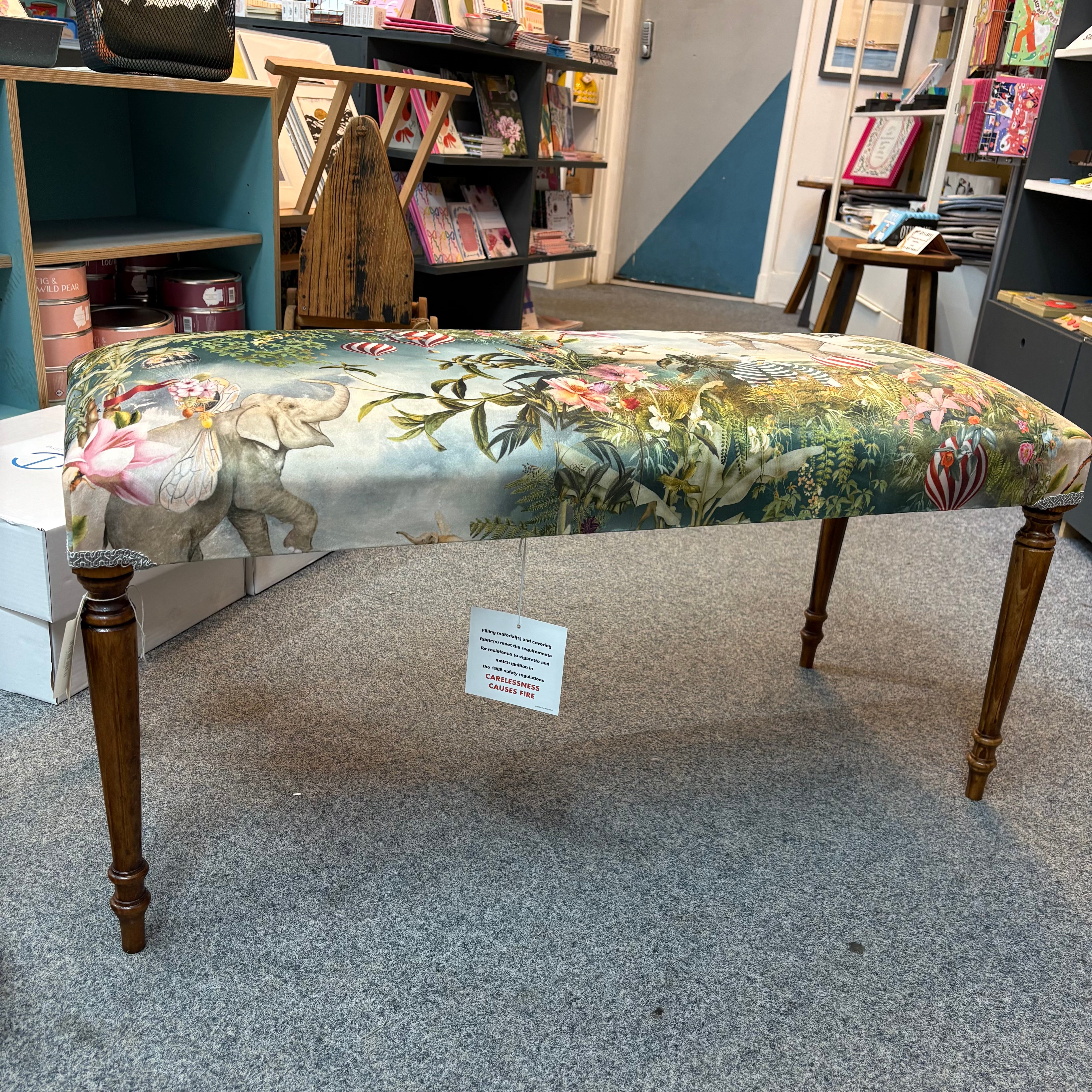 Elephants Velvet Bench