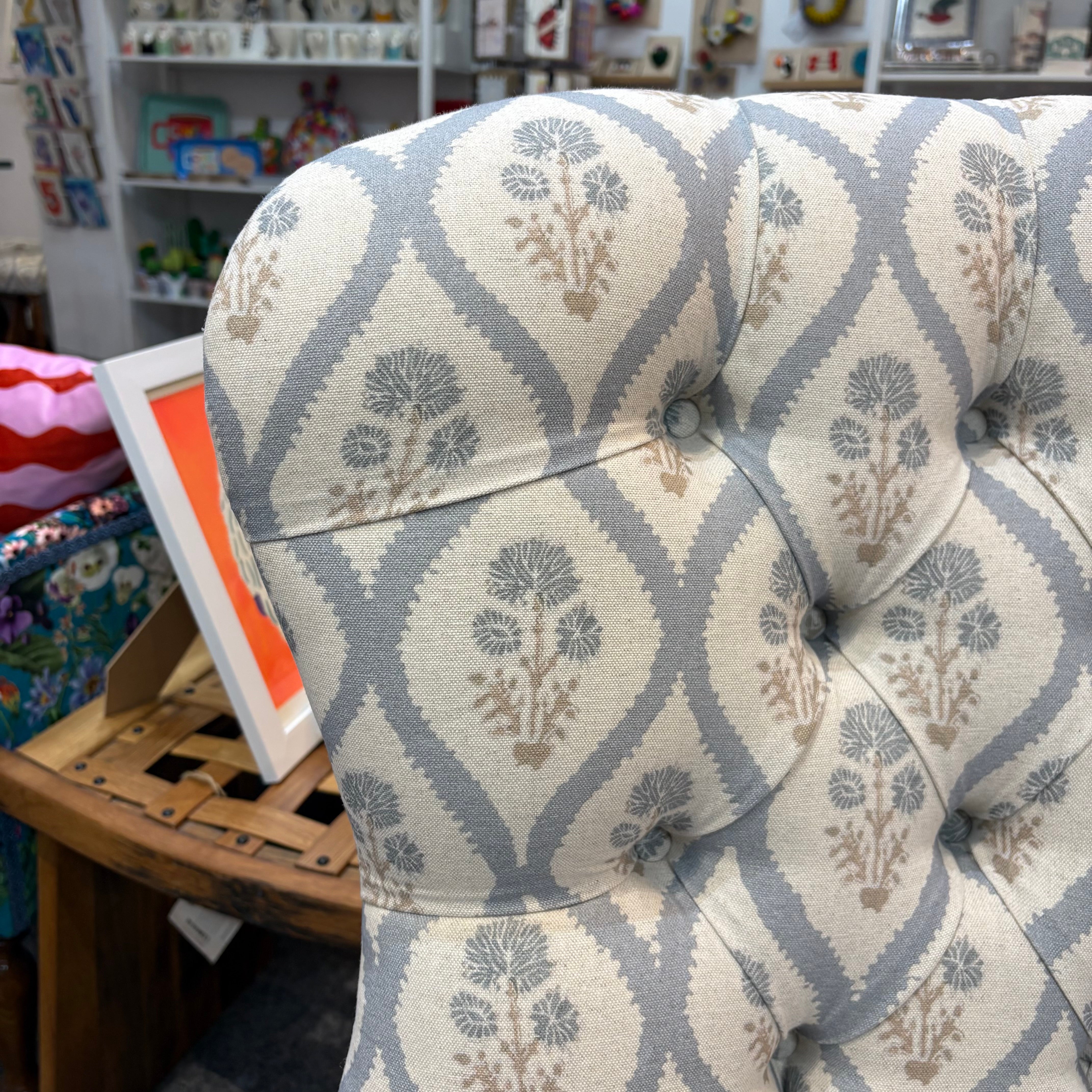 Plants Blue Cotton Armchair