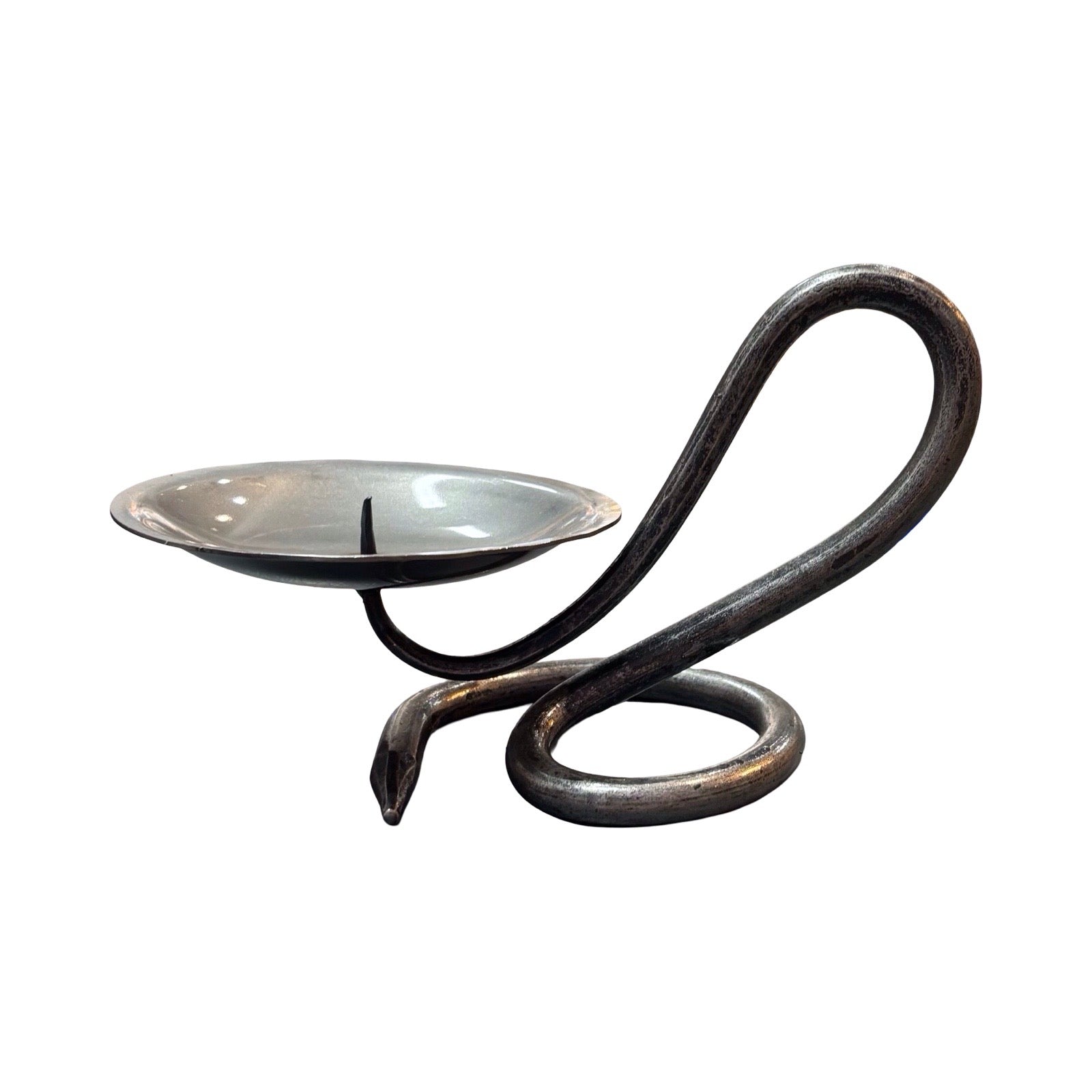 Single Round Steel Candlestick