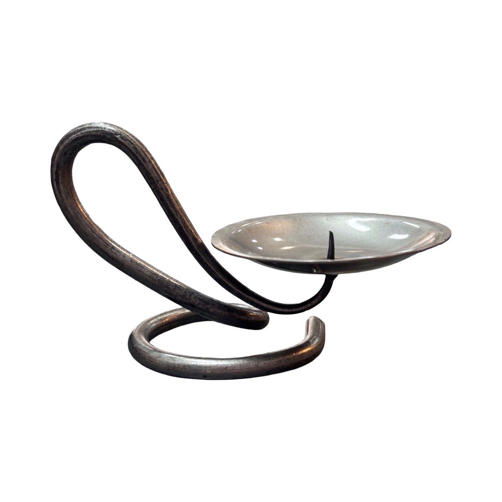 Single Round Steel Candlestick
