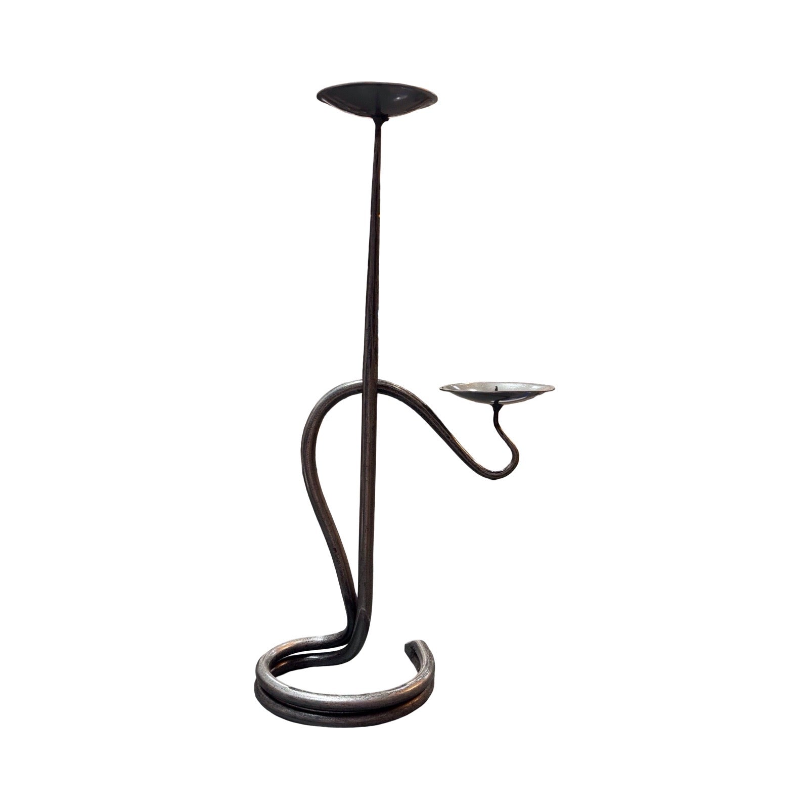 Double Round Steel Candlestick