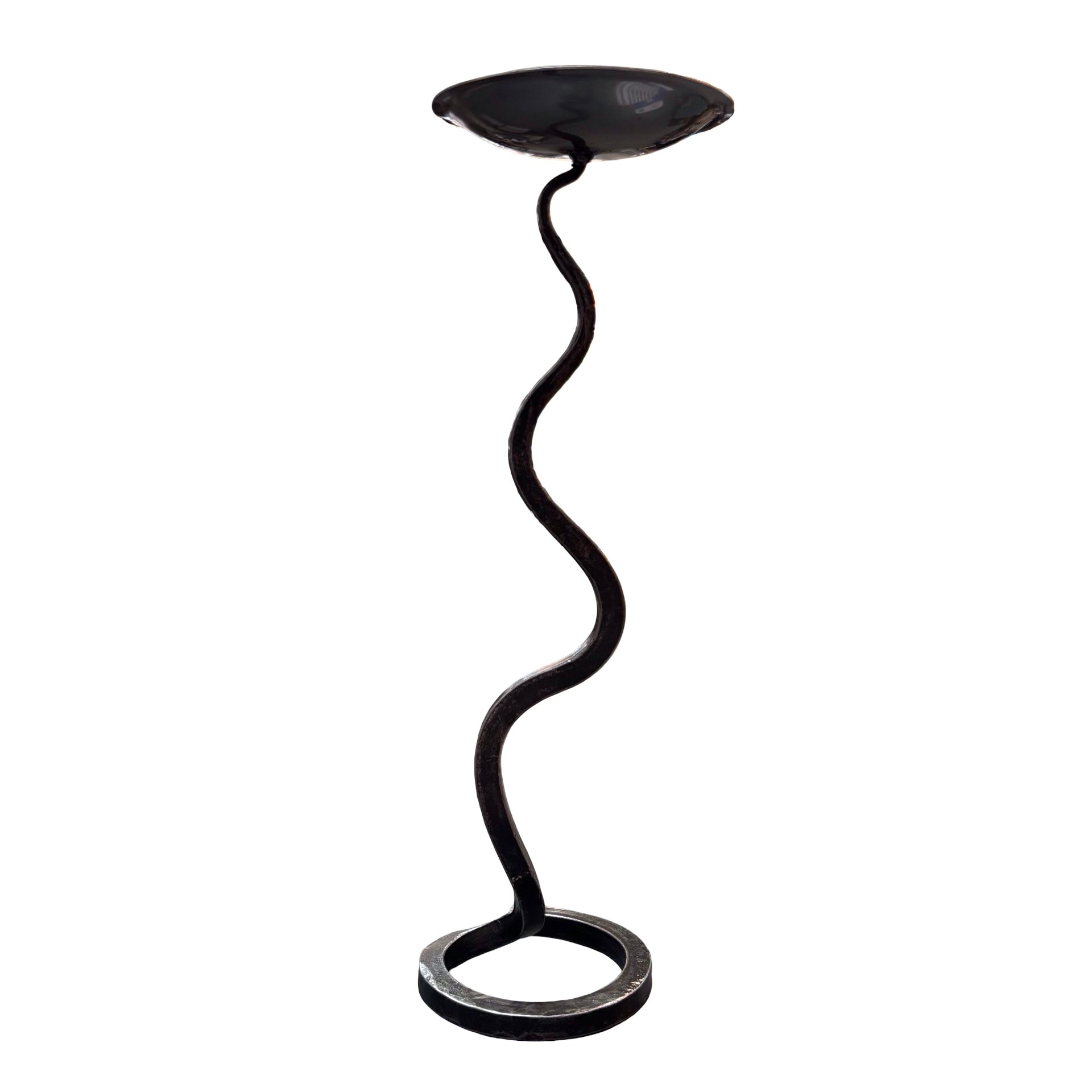 Single Wavy Steel Candlestick