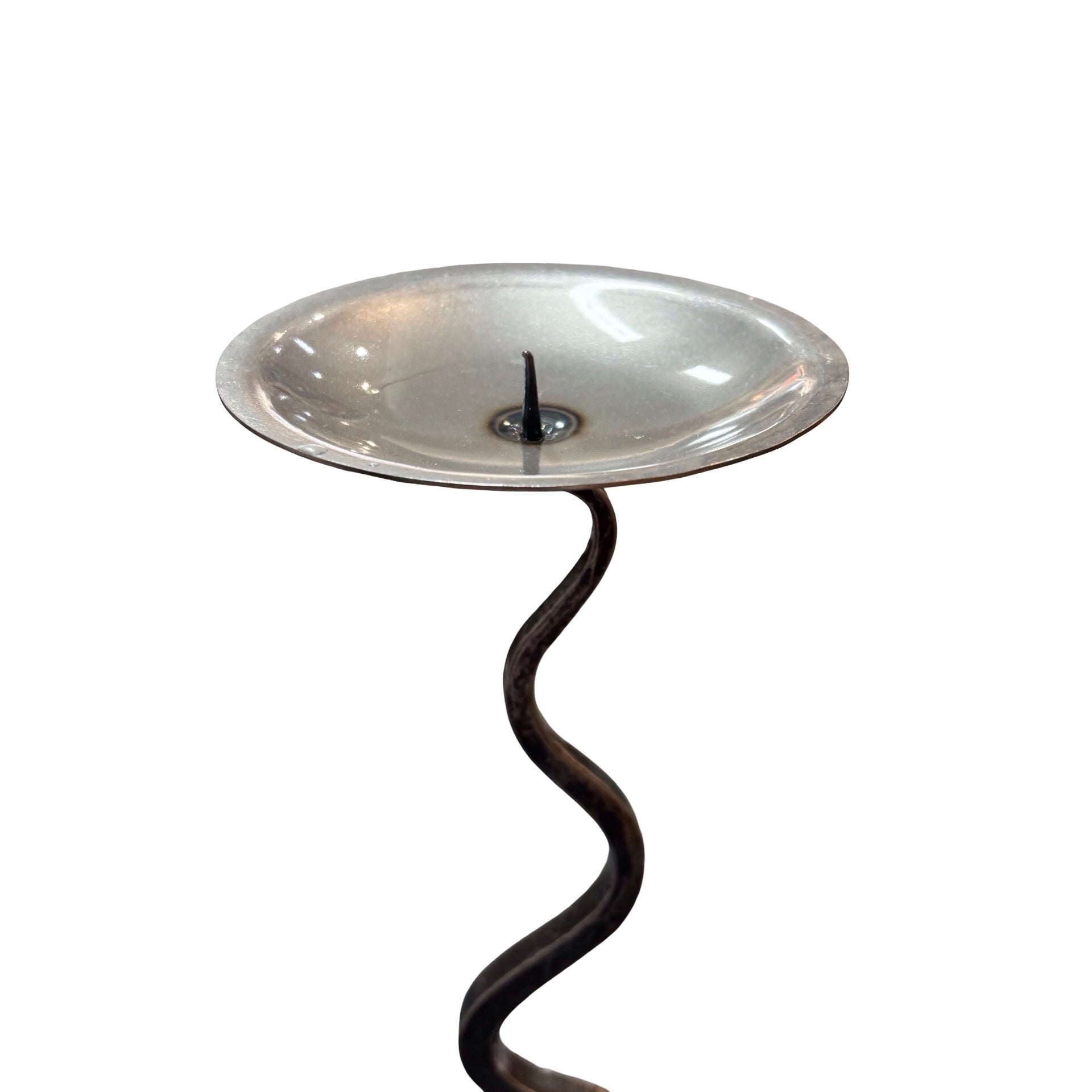 Single Wavy Steel Candlestick
