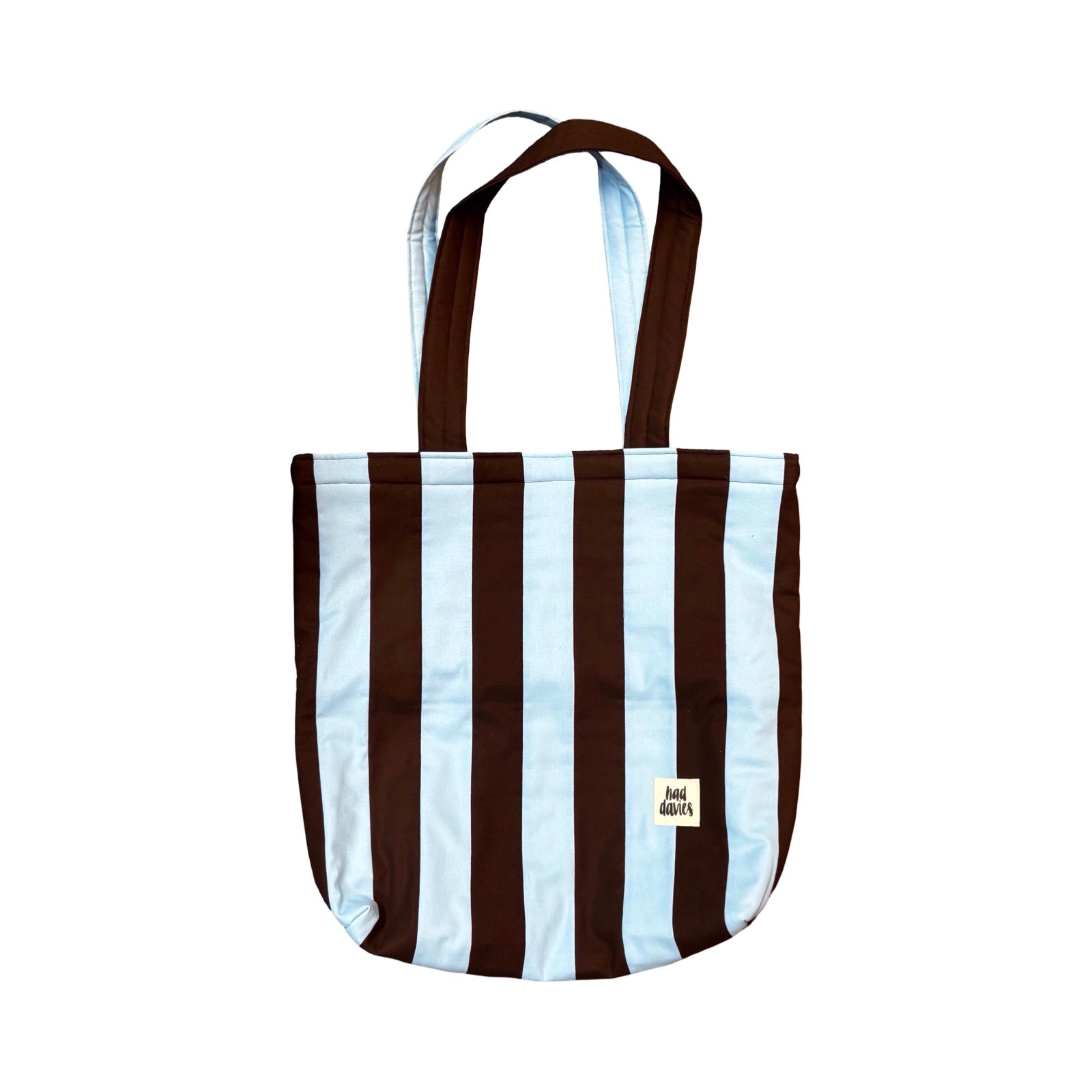 Blue and Brown Stripe Tote Bag