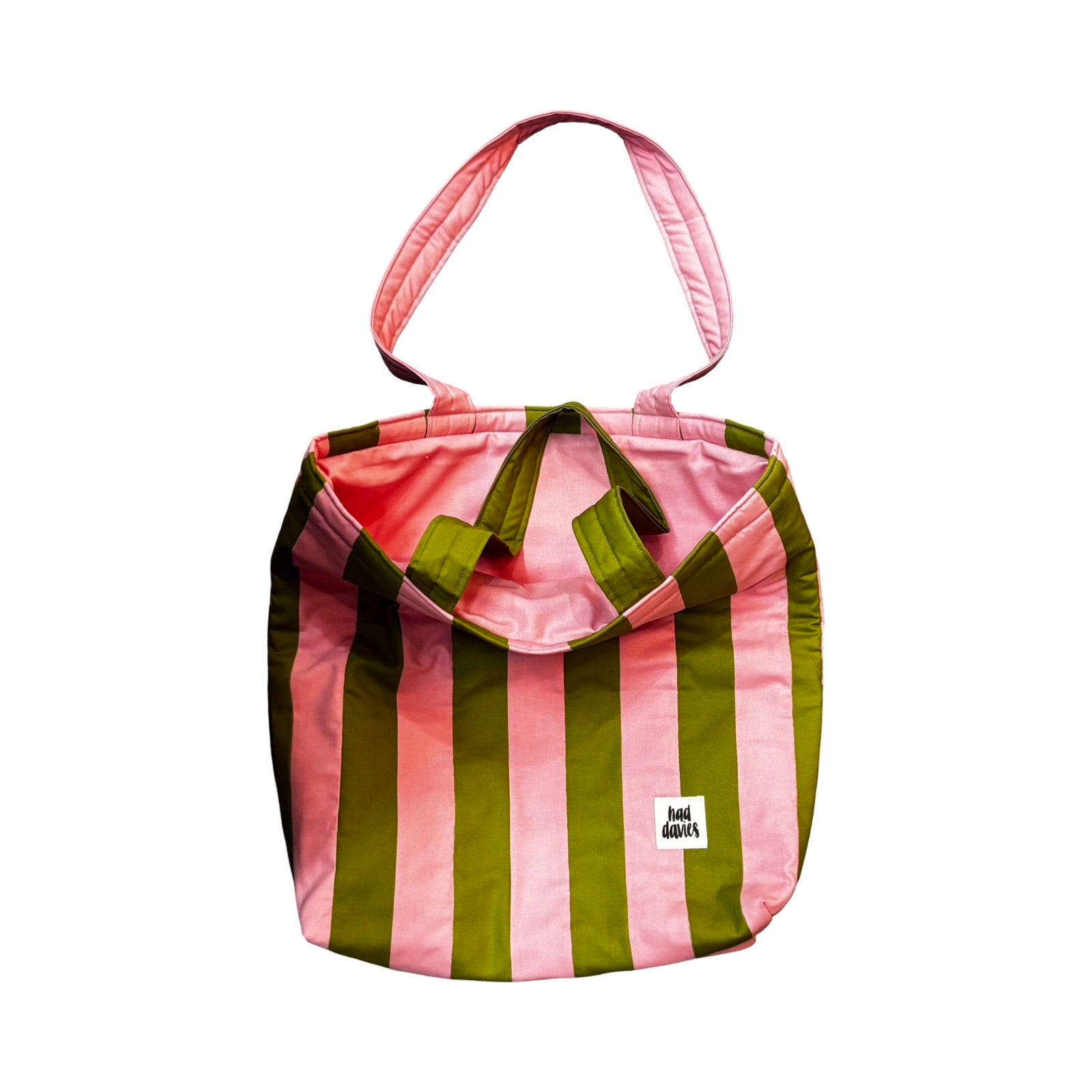 Pink and Green Stripe Tote Bag