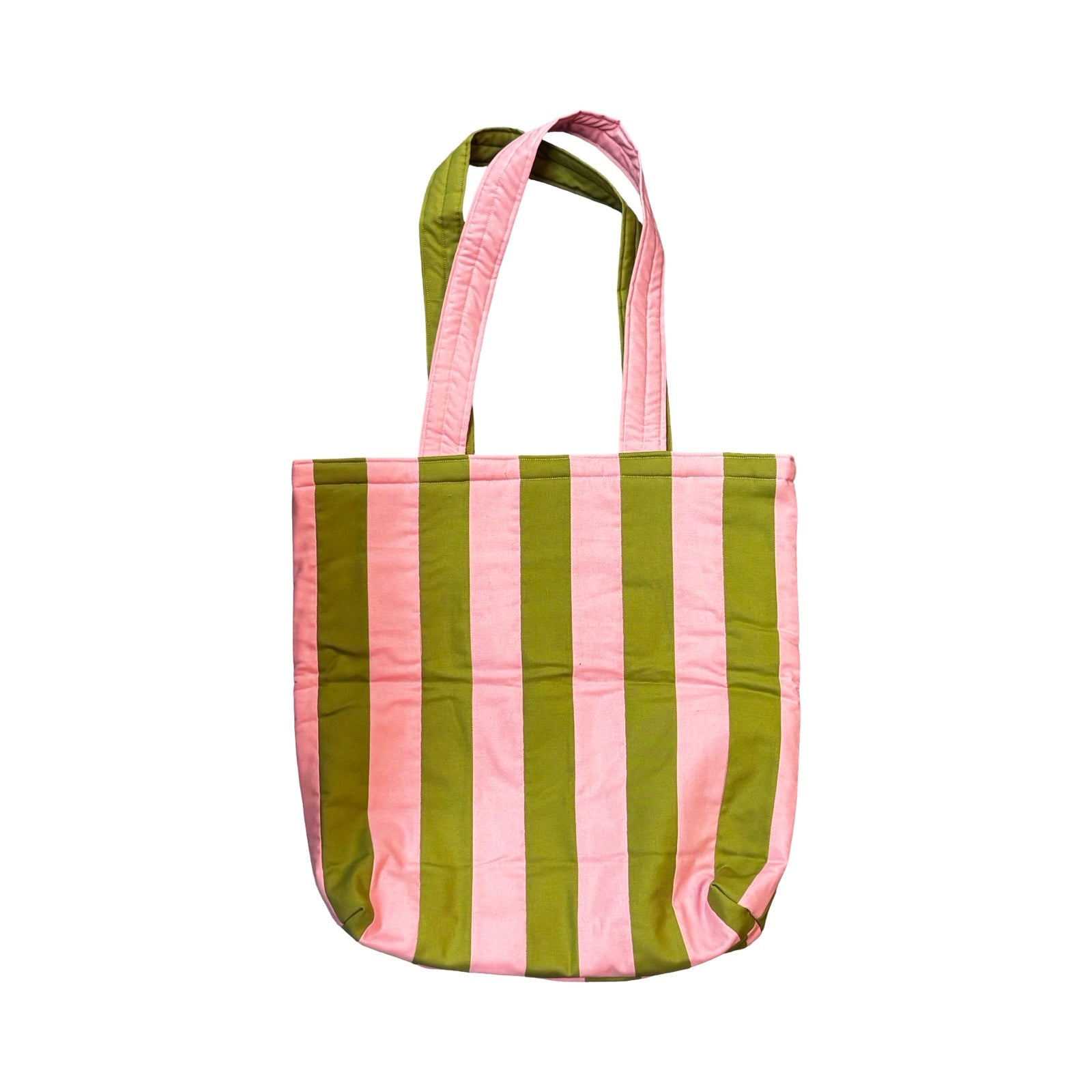 Pink and Green Stripe Tote Bag