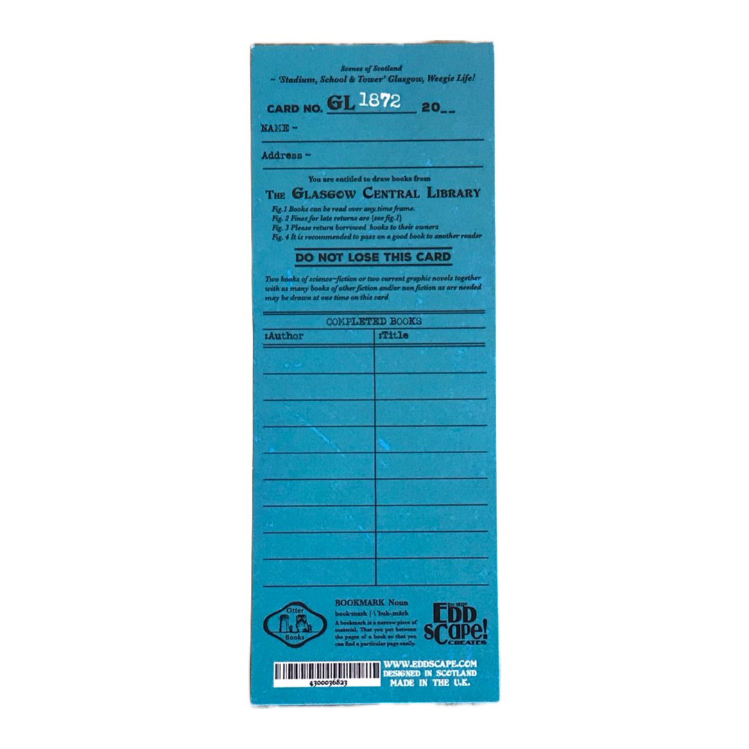 Bookmark featuring a panoramic landscape illustration of Rangers Ibrox Stadium, Glasgow.