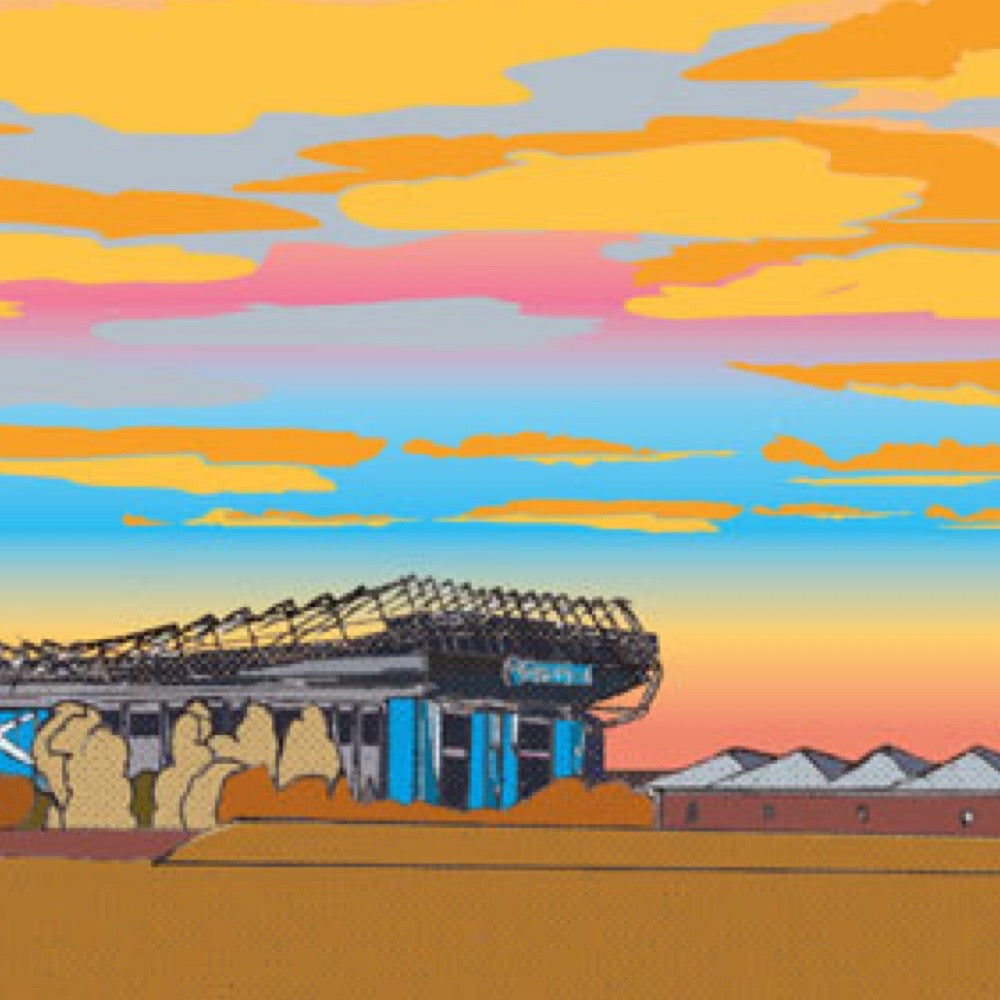 This is a panoramic print in a 20x10inch Mount illustrating the Murrayfield Stadium, home of Scottish Rugby, Edinburgh.