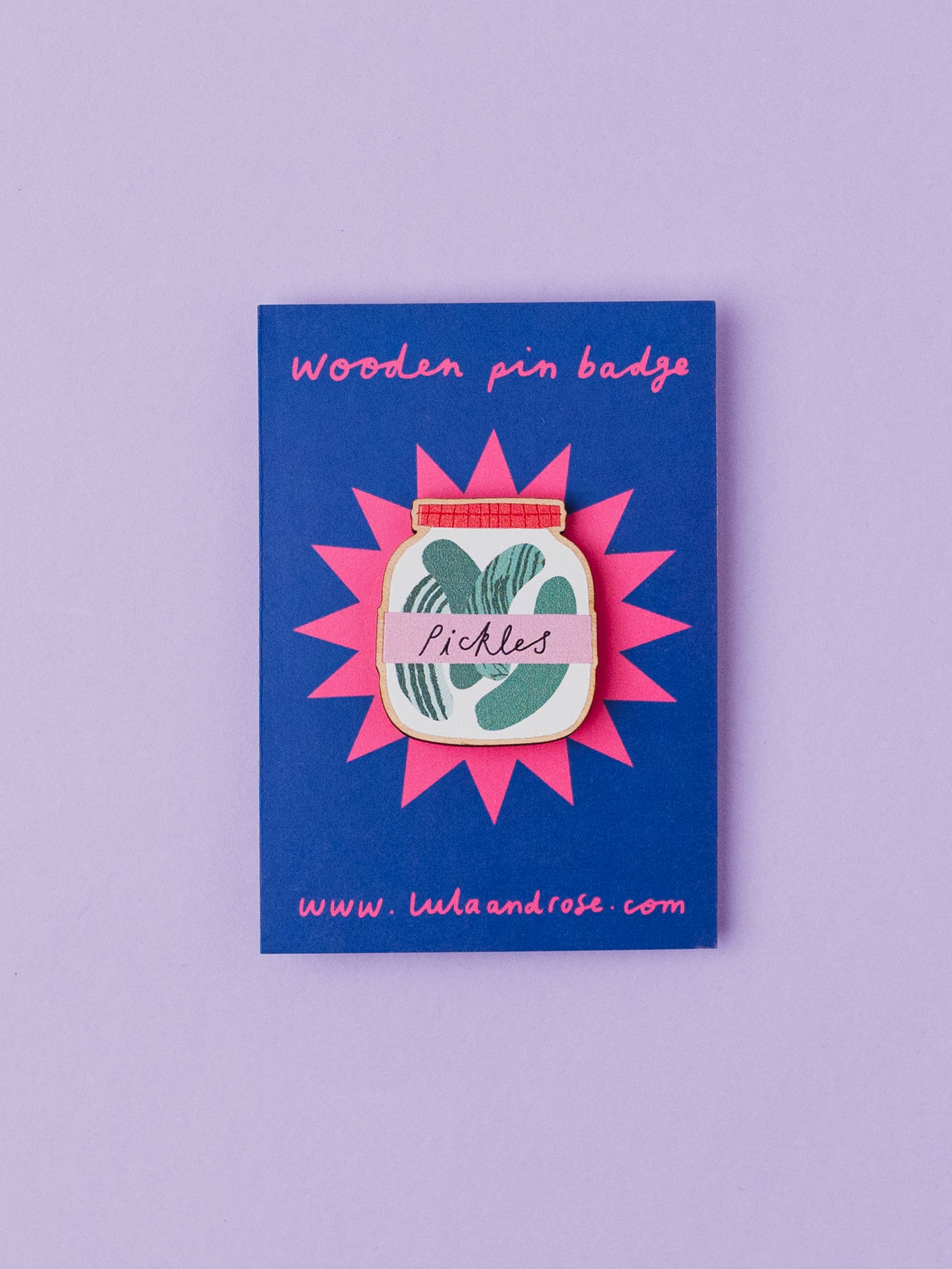 Pickle Jar Wooden Pin Badge