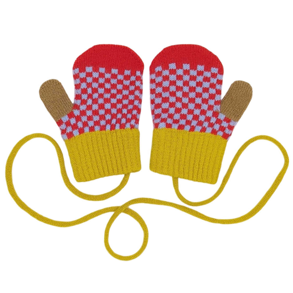 Red Check Kid's Lambswool Mittens