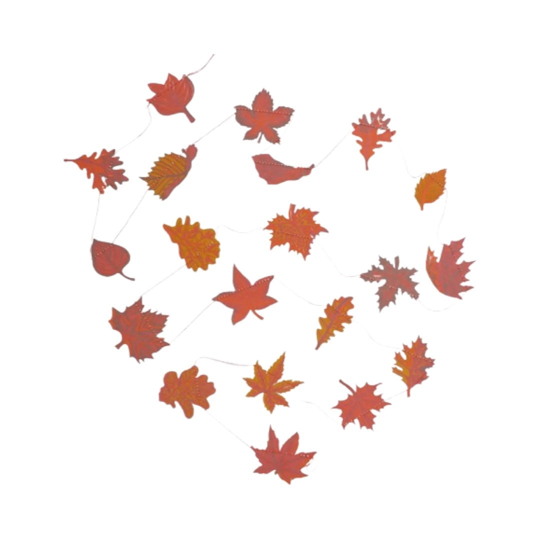 Autumn leaves paper garland, featuring twenty screen printed paper leaves.