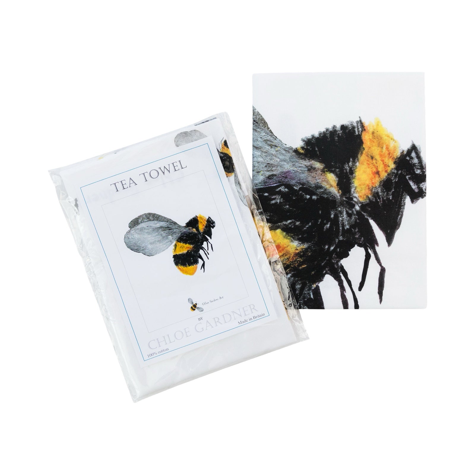 Bee tea towel in packet.