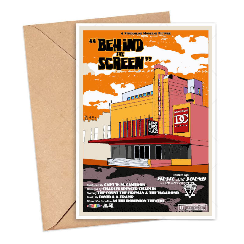 Edinburgh card featuring an illustration of the Dominion Cinema in Edinburgh.