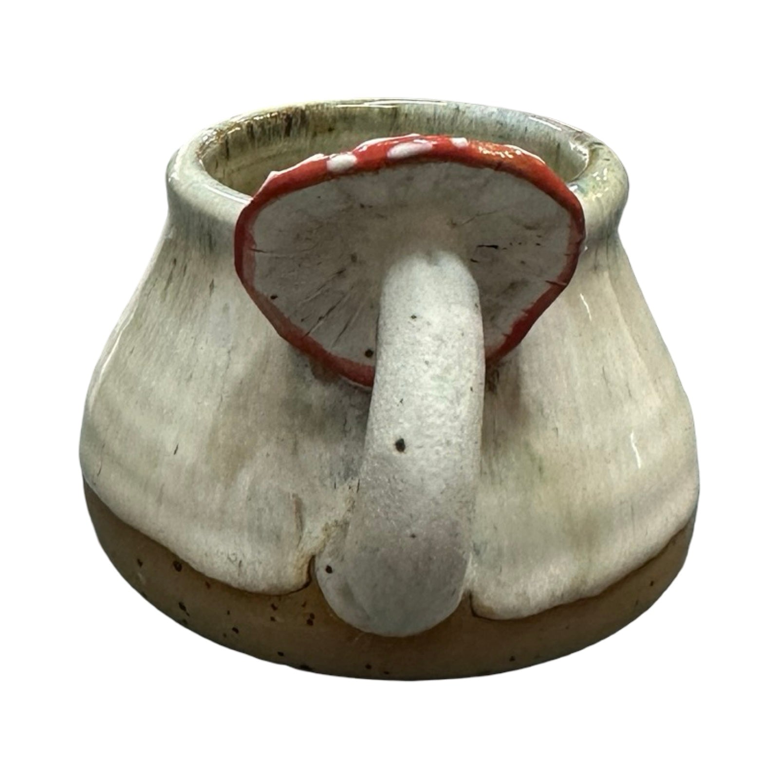 Ceramic mushroom-shaped mug on a white background.