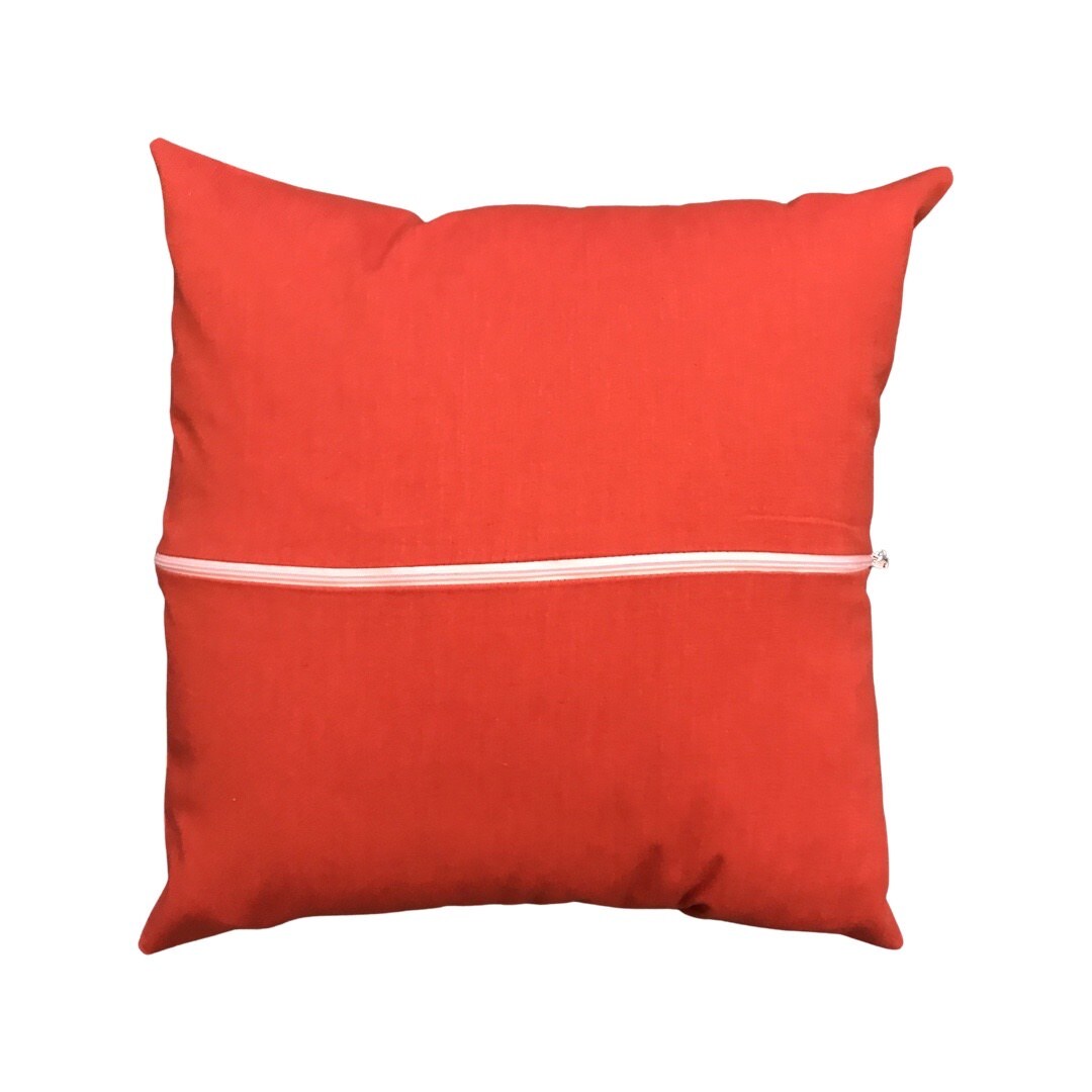Red back of cushion.
