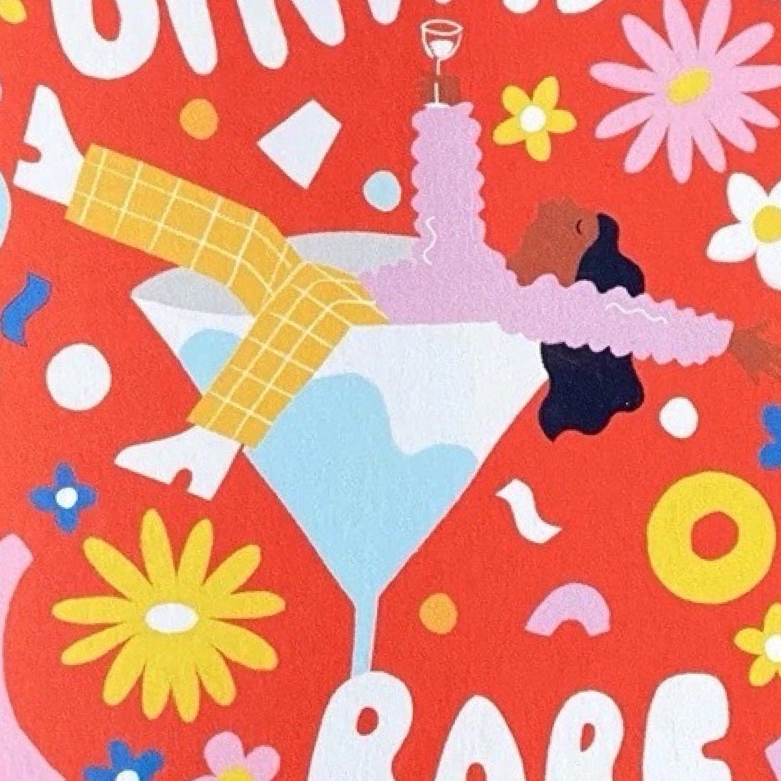 Birthday babe card close up.