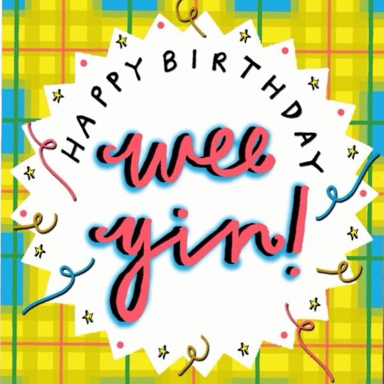 Happy birthday wee yin card close up.