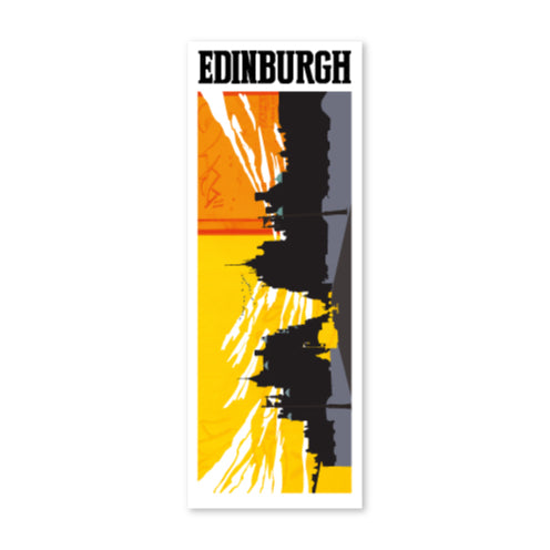 Bookmark featuring a panoramic illustration of North Bridge, Edinburgh