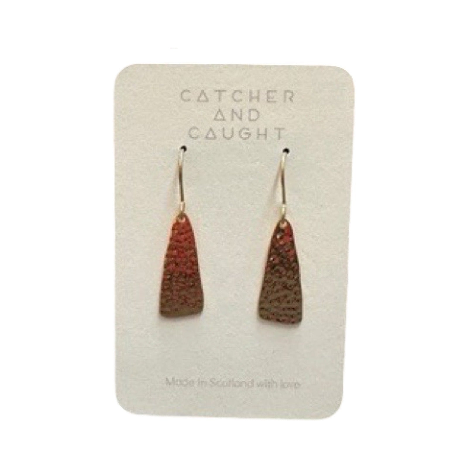 Brass hammered drop earrings.