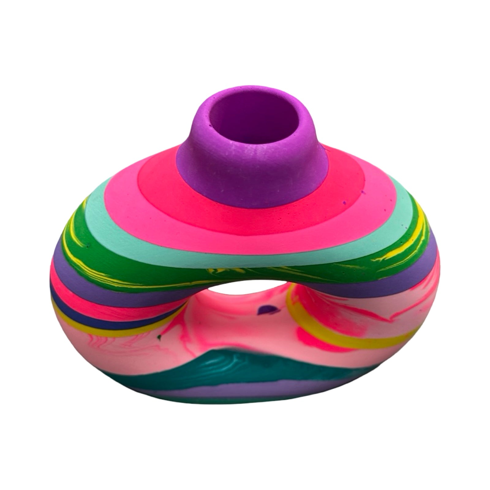 Colorful vase with a white background.