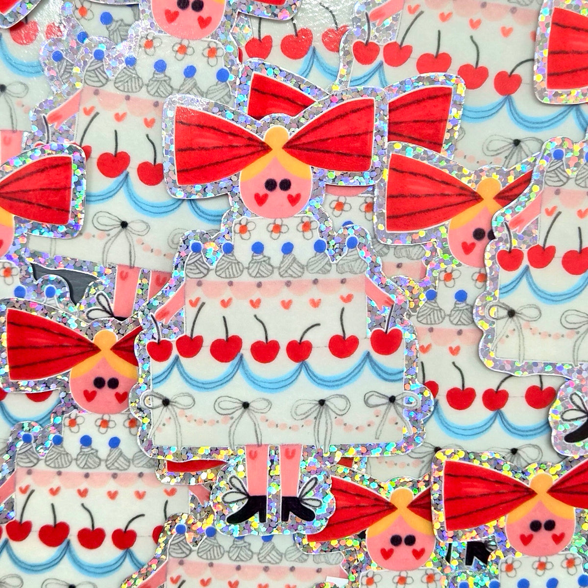 Cake Girl Glitter Sticker