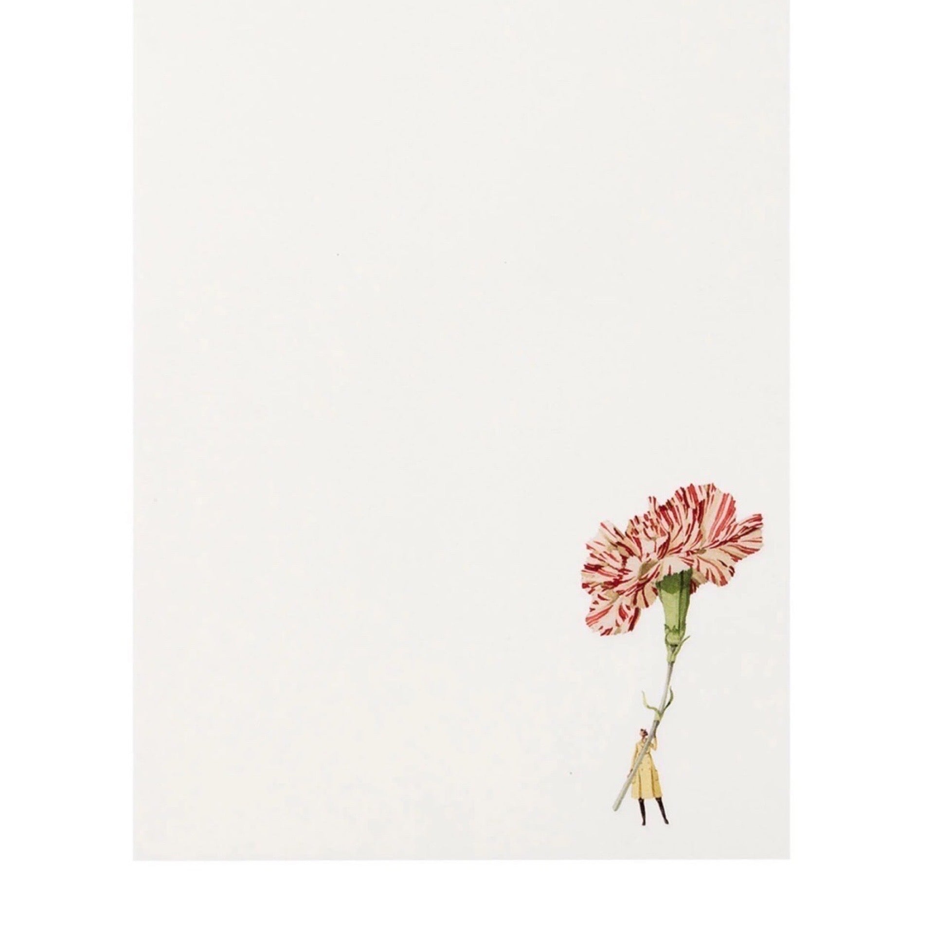 To Do List pad featuring an illustration in the bottom corner of a lady holding a giant red and white carnation.