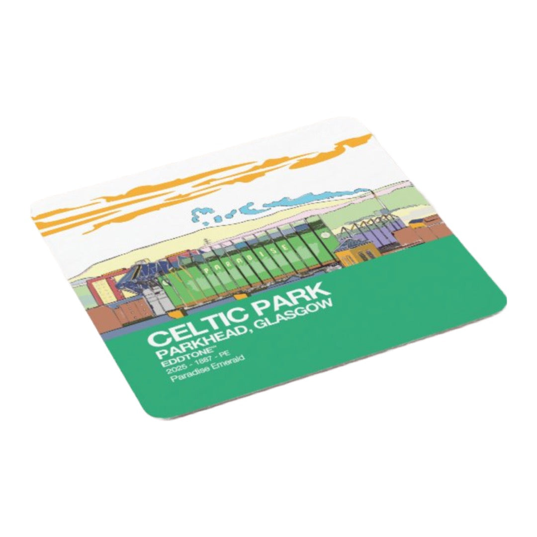 Coaster featuring an illustration of the Celtic Park Stadium, Glasgow