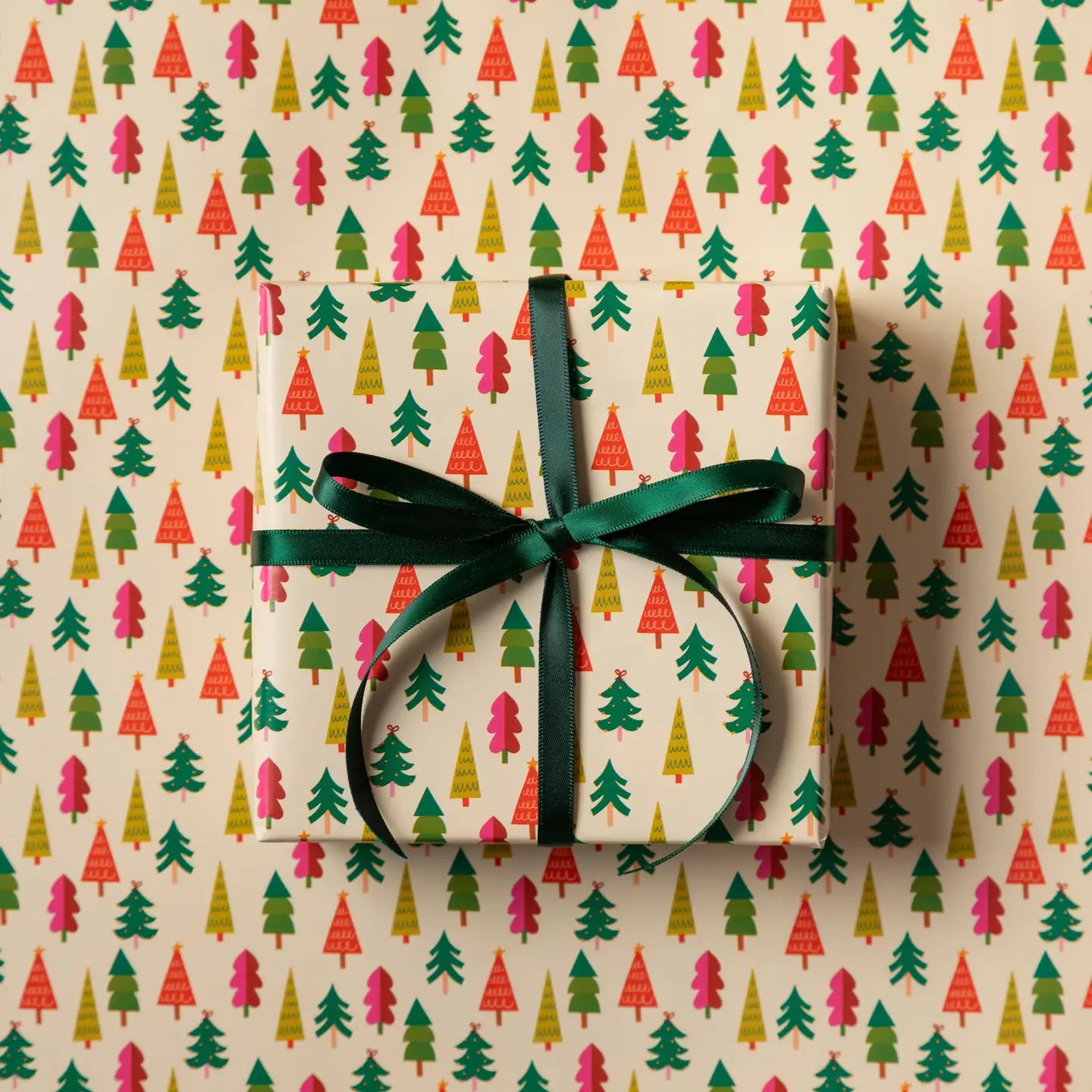 Rainbow Trees Christmas Gift Wrap Roll