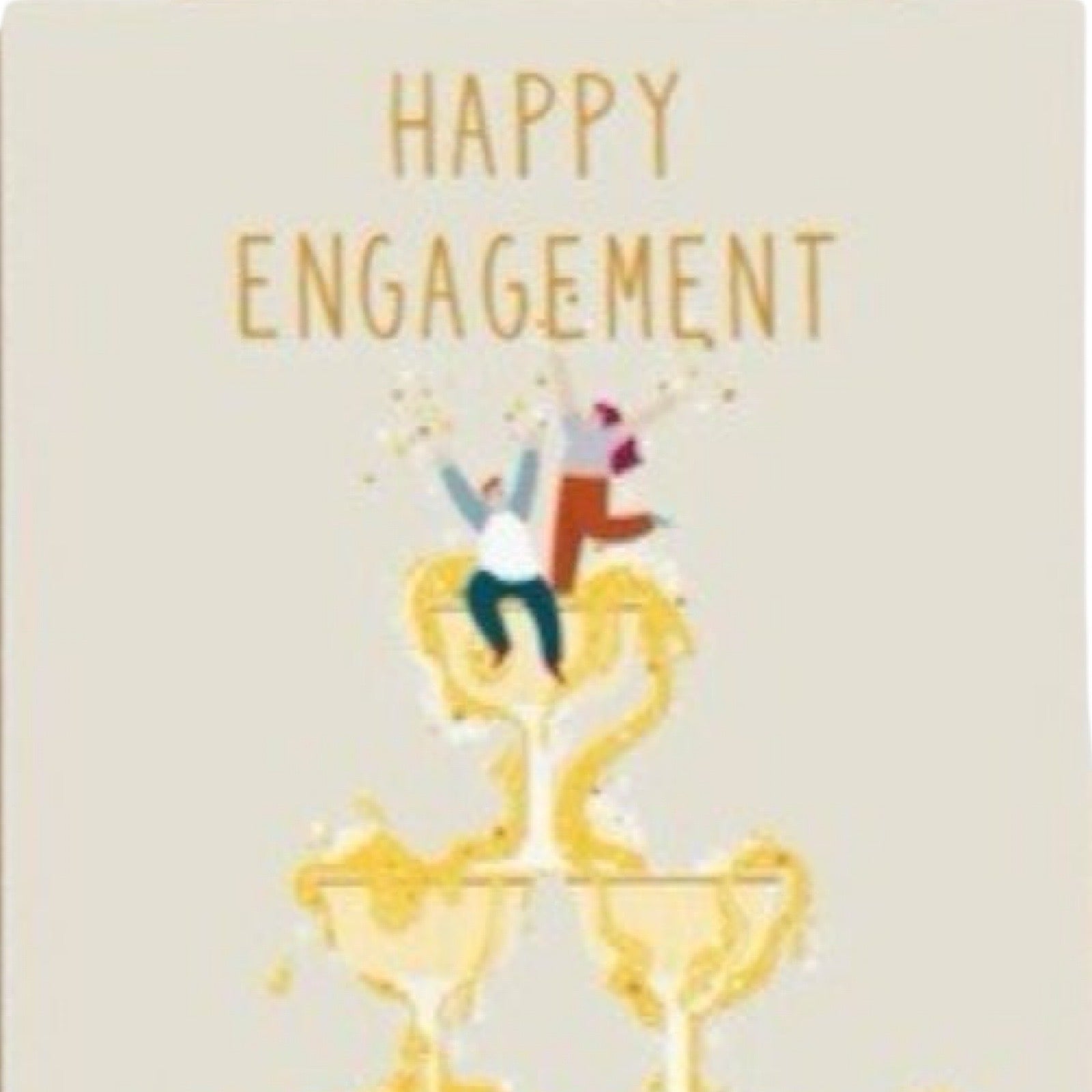 Champagne engagement card close up.