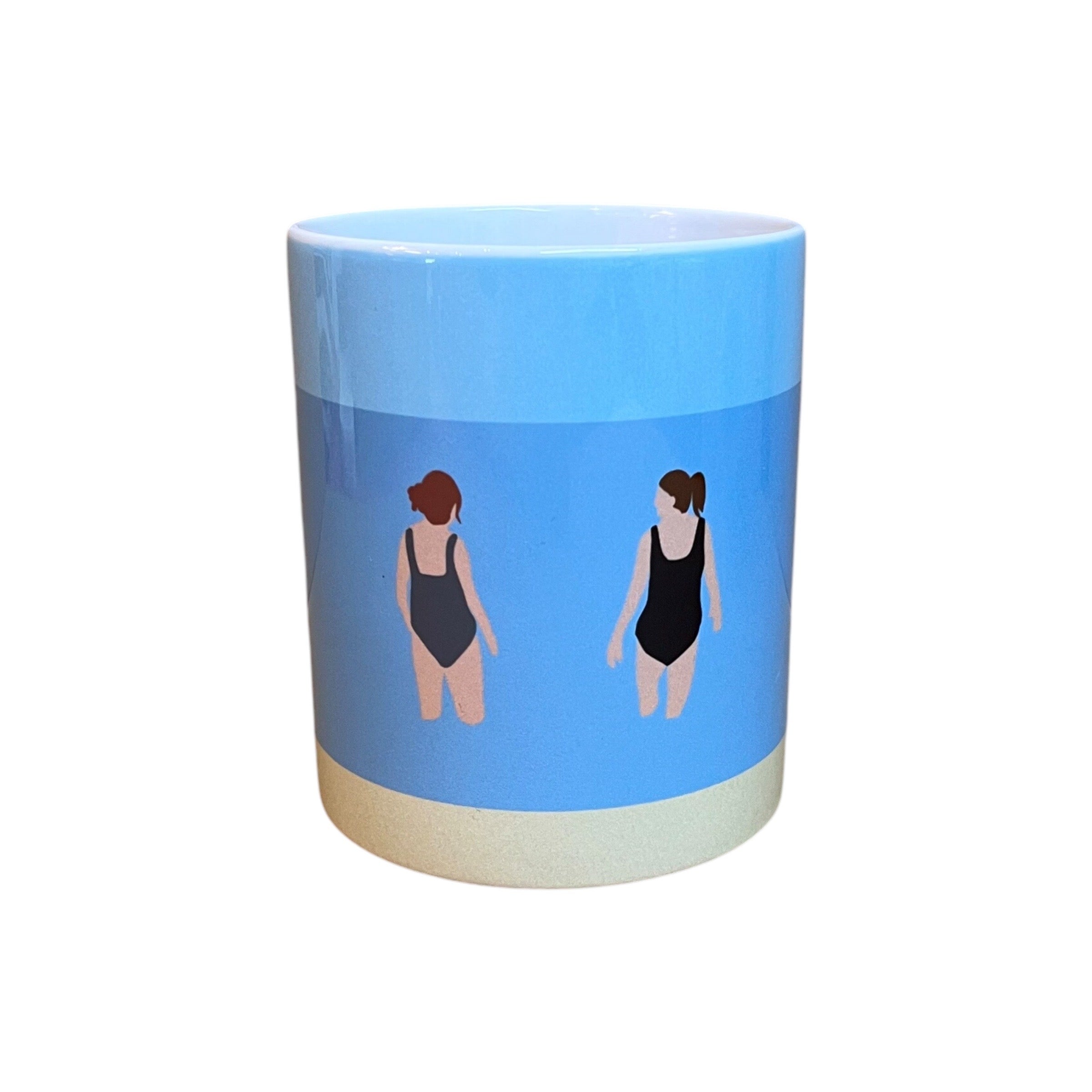 This illustrated mug features two female wild swimmers having a chat in the sea. This mug holds 10oz and is dishwasher safe.