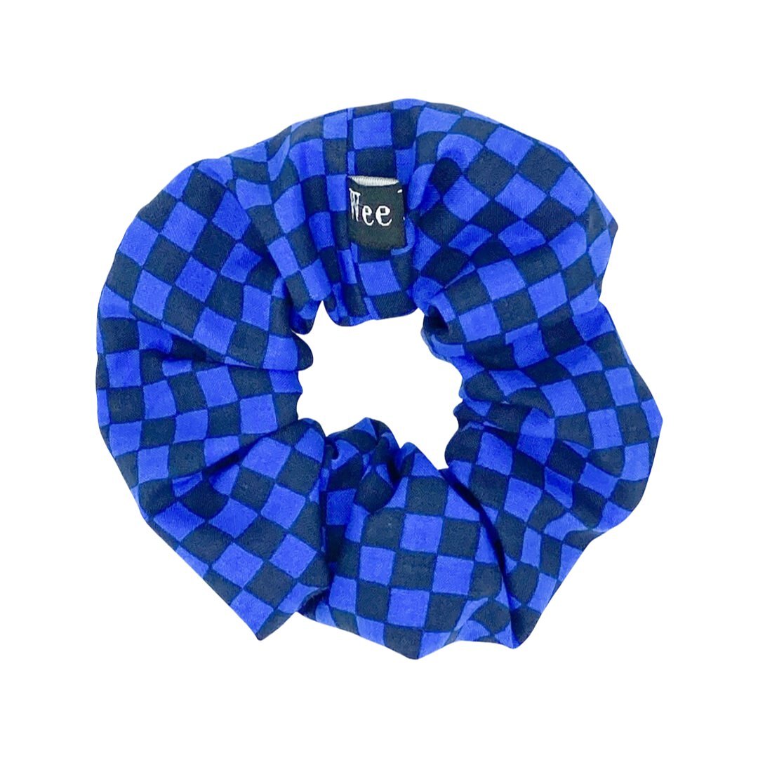 Handmade checked hair scrunchies made from 100% cotton fabrics.