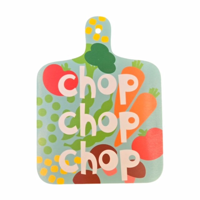 Aqua blue vegetable chopping board.