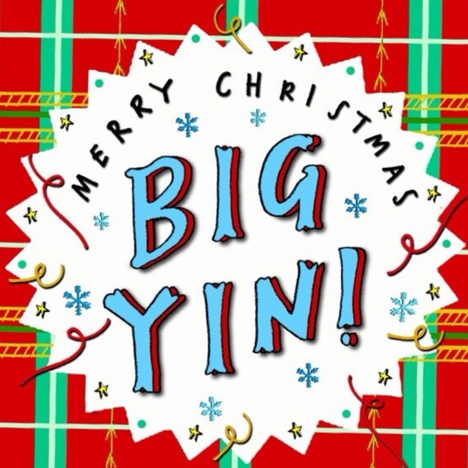Big yin Christmas card close up.