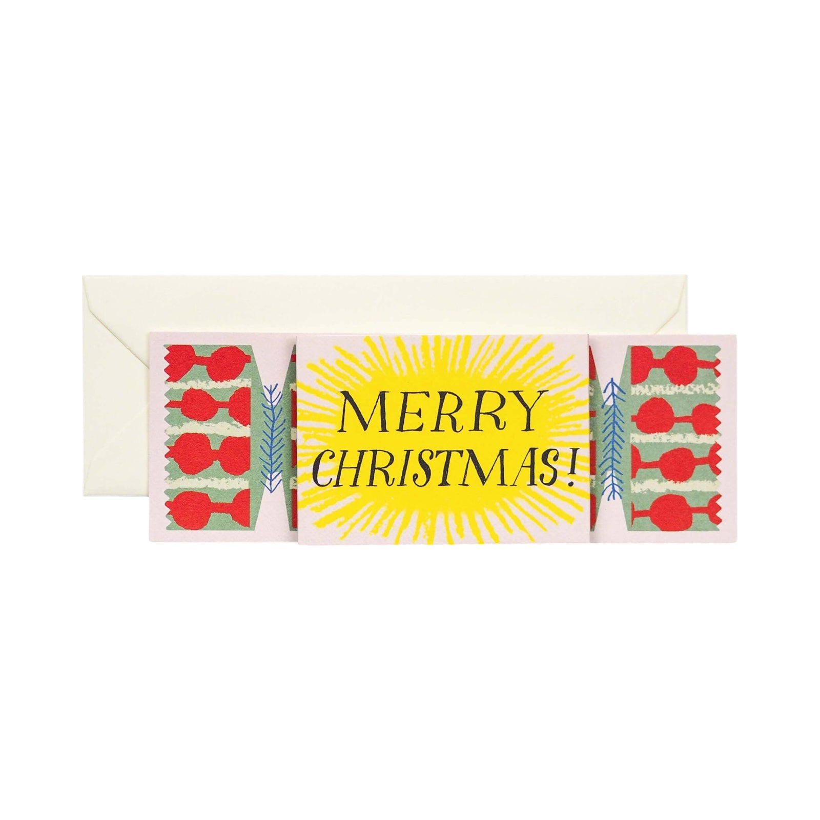 Christmas card in a cracker design on a white background.