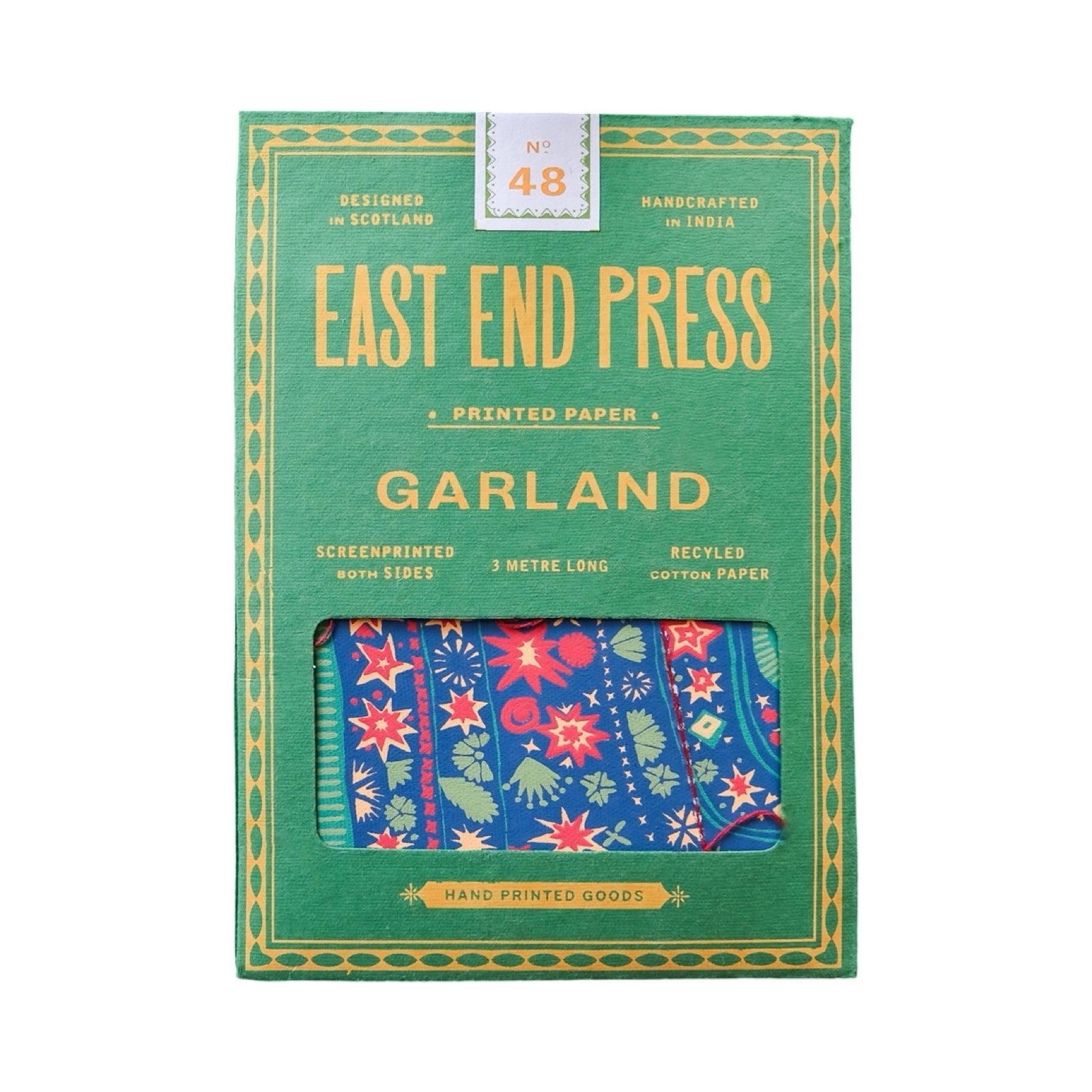 A green paper packet for a Christmas jumper paper garland.
