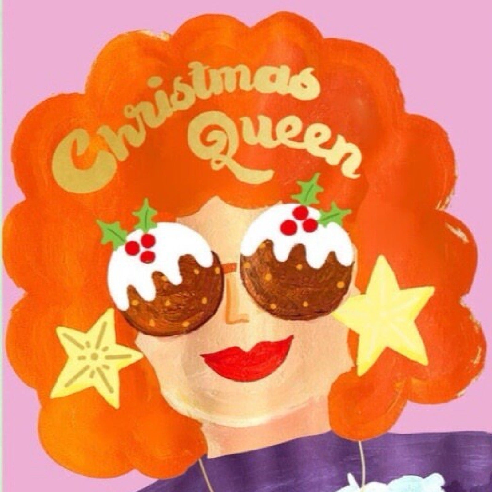 Christmas queen card close up.