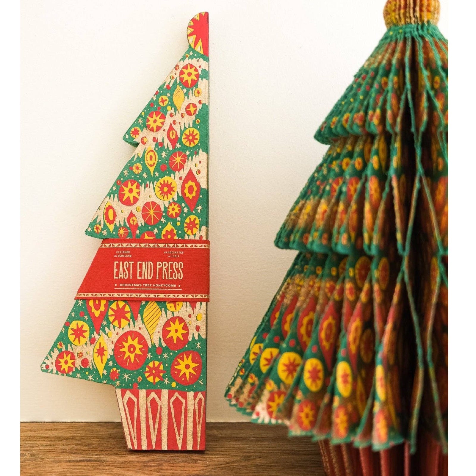 These gorgeous honeycomb Christmas trees are made from recycled cotton paper.