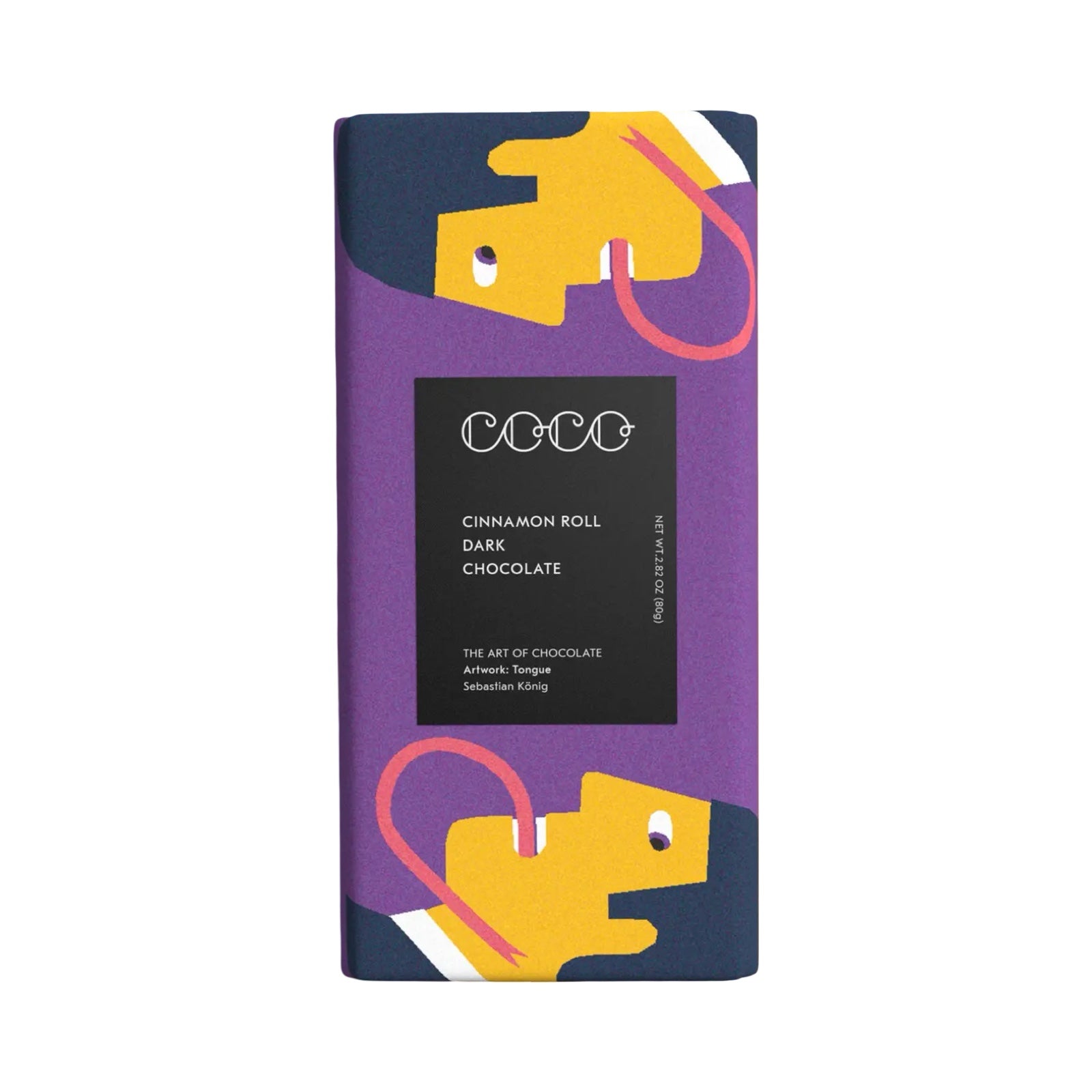 A bar of cinnamon roll flavoured dark chocolate.