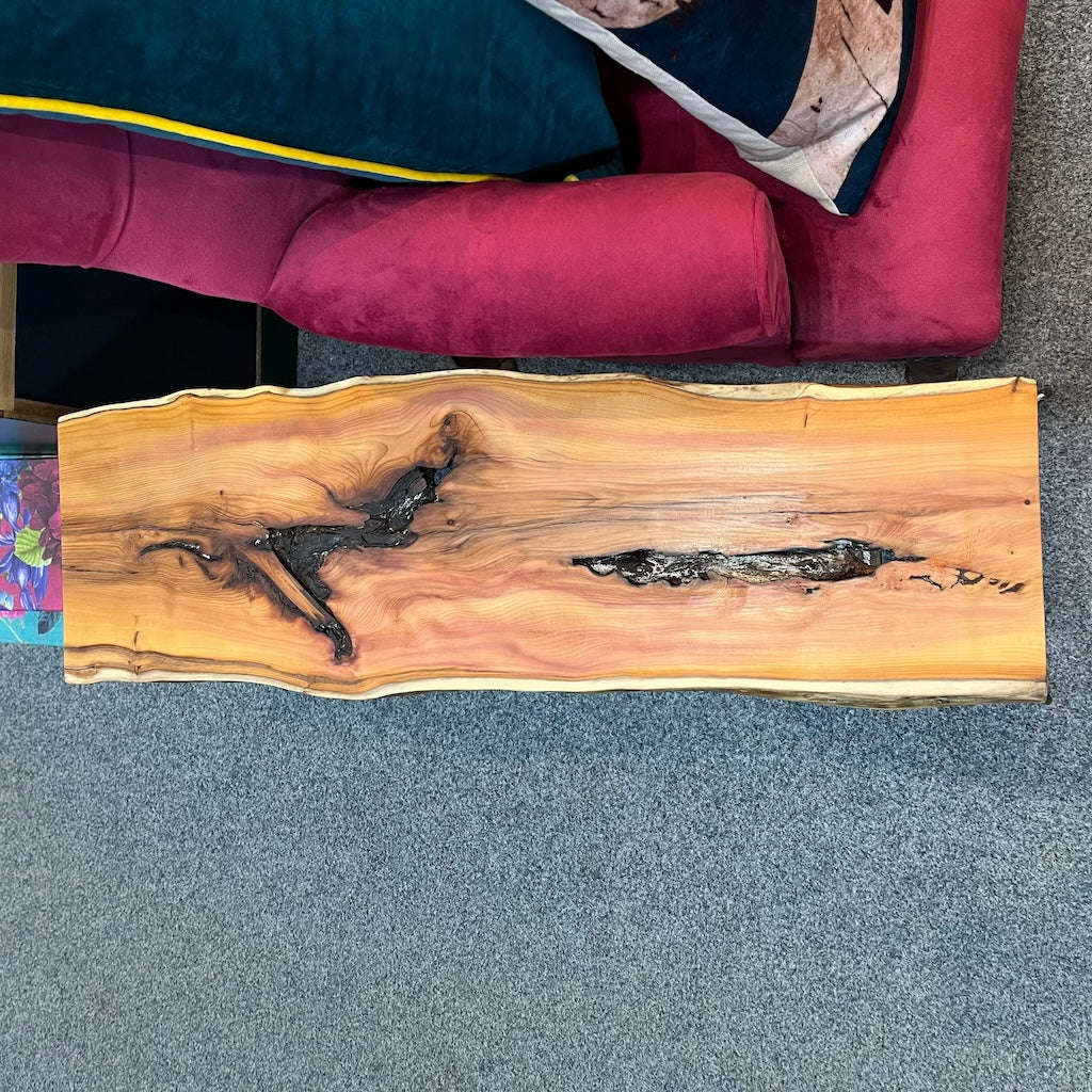 Top of wooden table/bench.