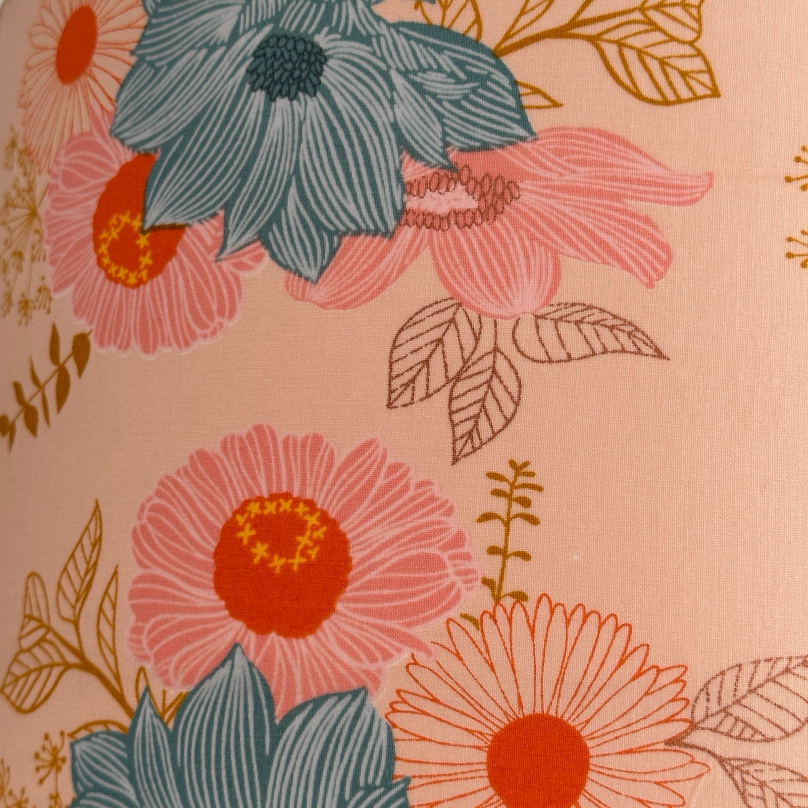 Cream Floral Drum Lampshade