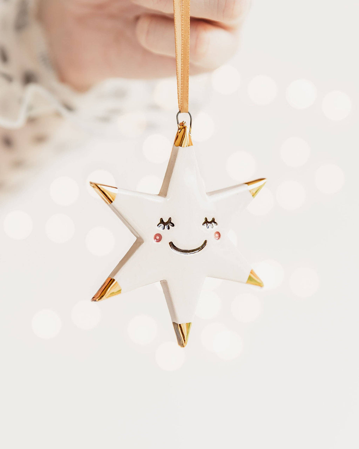 Smily Star Ceramic Christmas Decoration