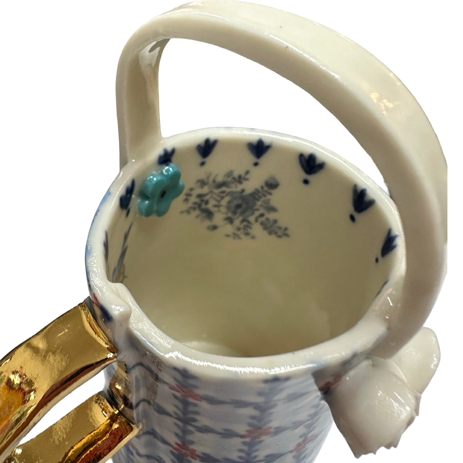 Daisies and Roses Watering Can Porcelain Vase