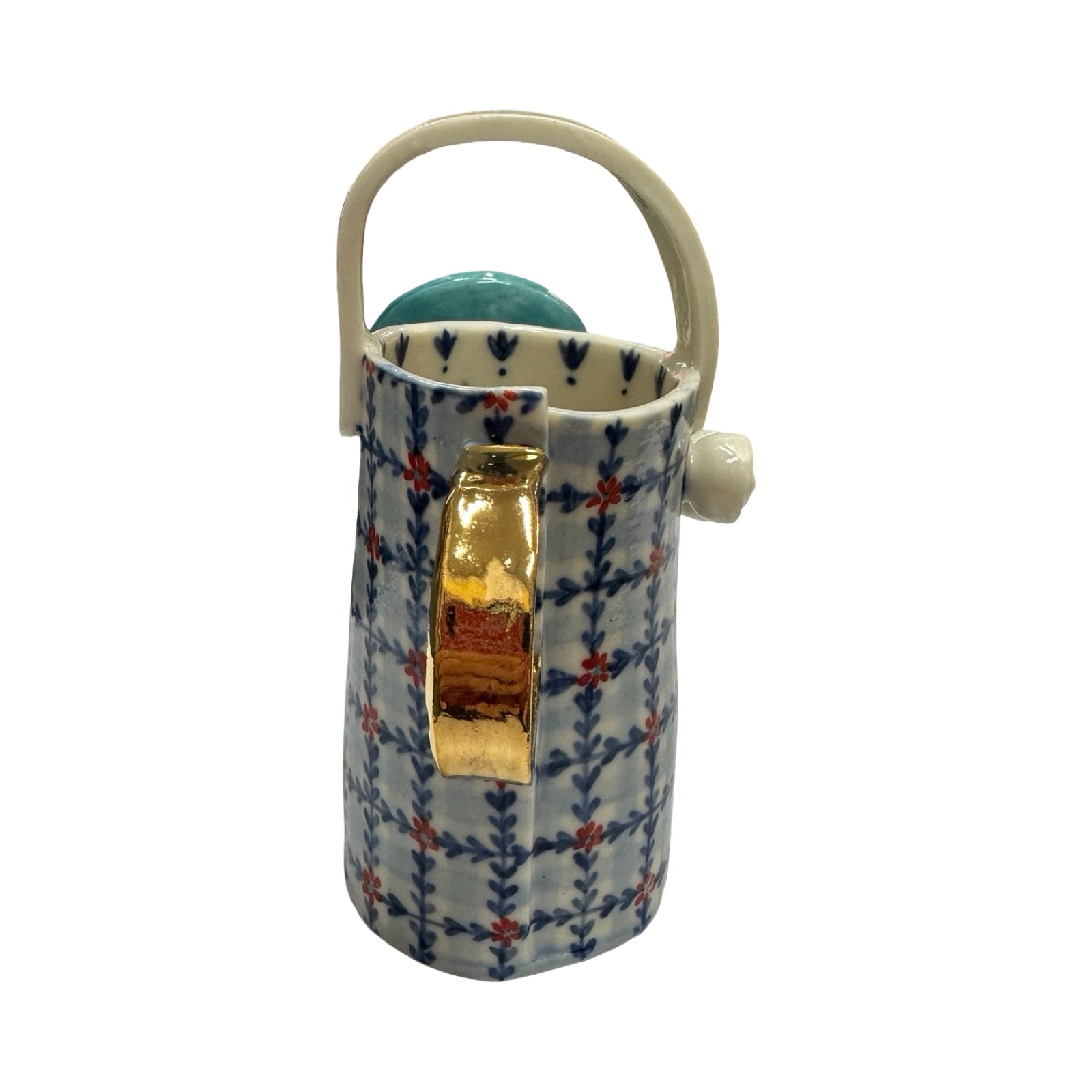 Daisies and Roses Watering Can Porcelain Vase