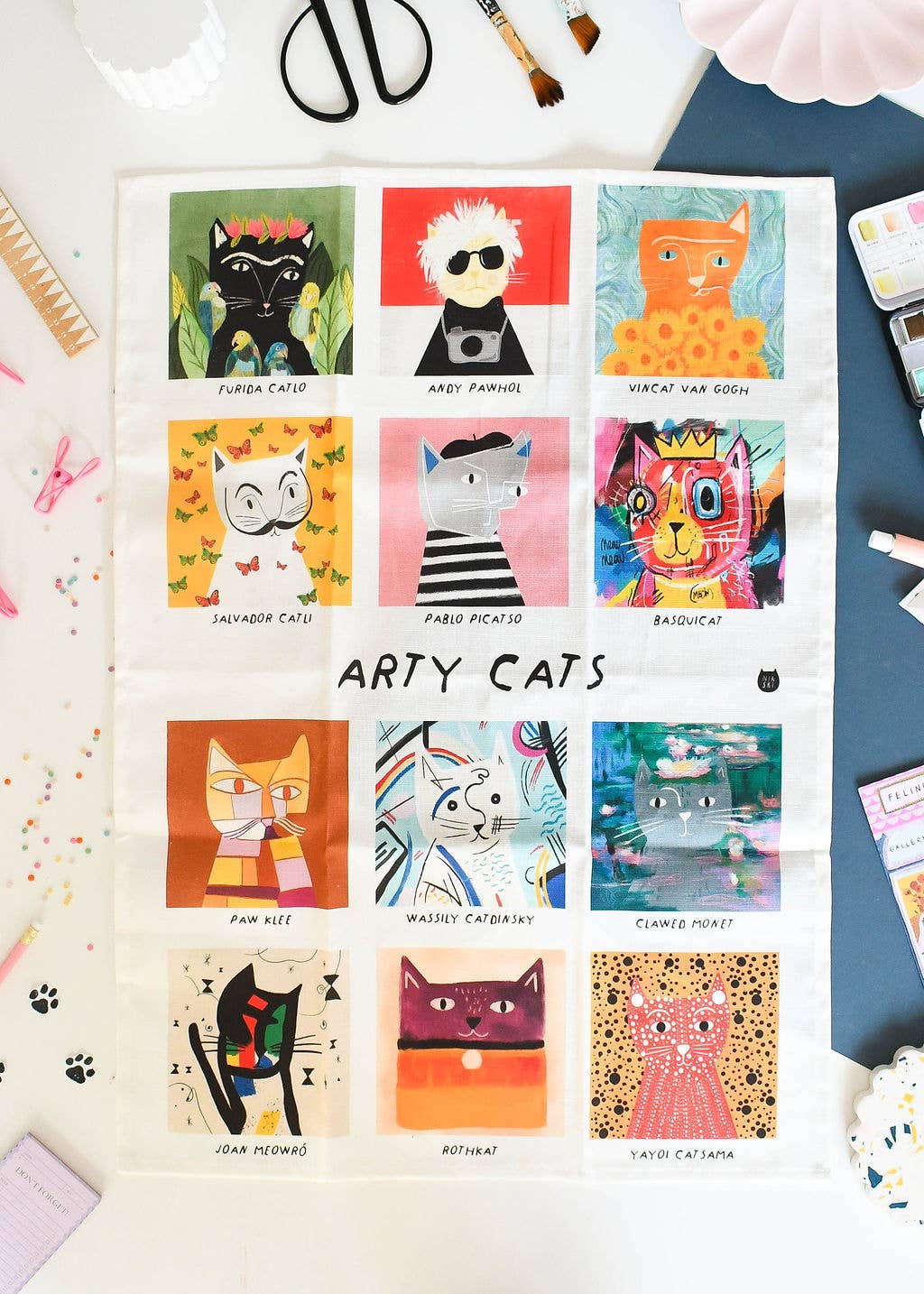 Arty Cats Tea Towel